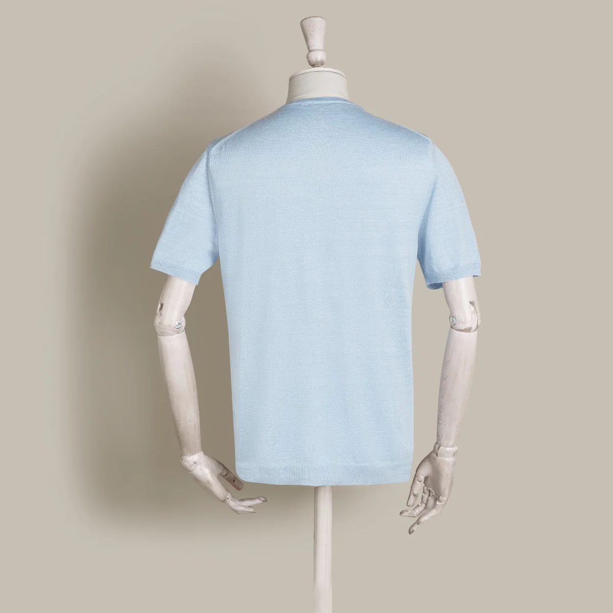 Short Sleeve Knitted Linen Henley Shirt In Light Sky - Image 3