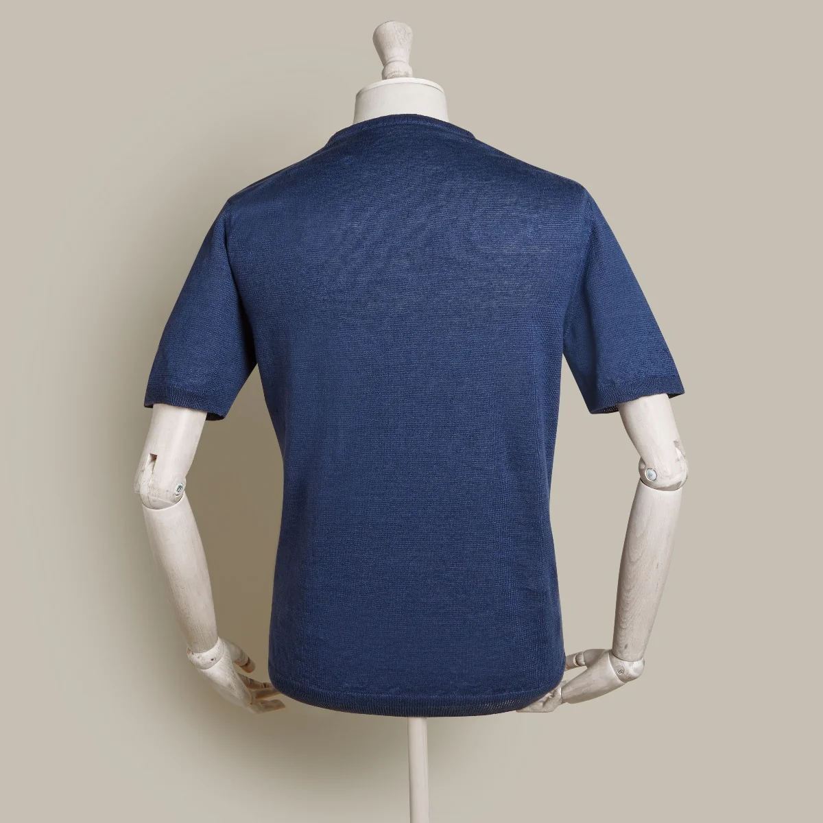 Short Sleeve Knitted Linen Henley Shirt In Navy - Image 4