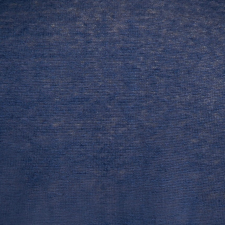 Short Sleeve Knitted Linen Polo Shirt In Navy - Image 4