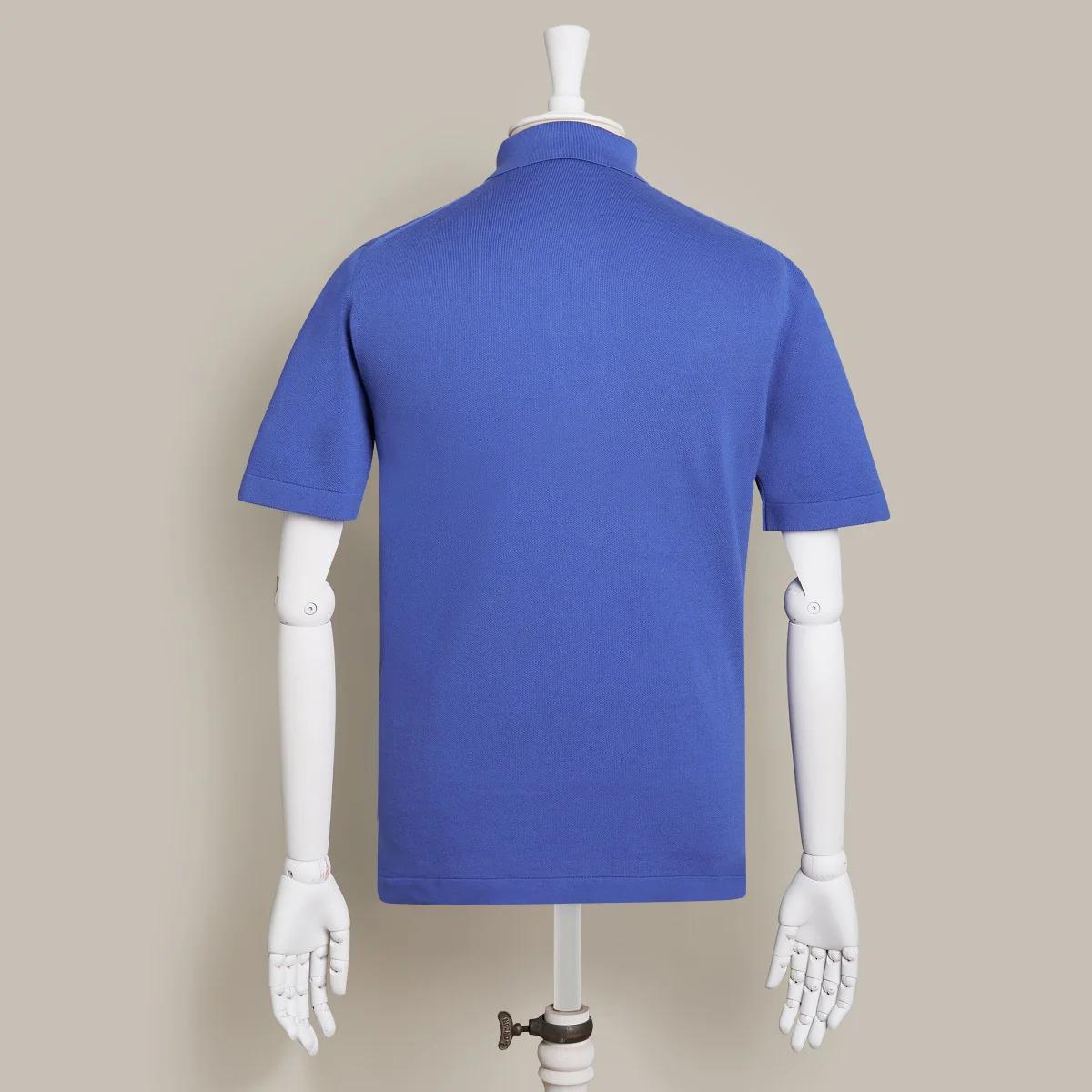 Short Sleeve Knitted Polo Shirt In Blue - Image 3