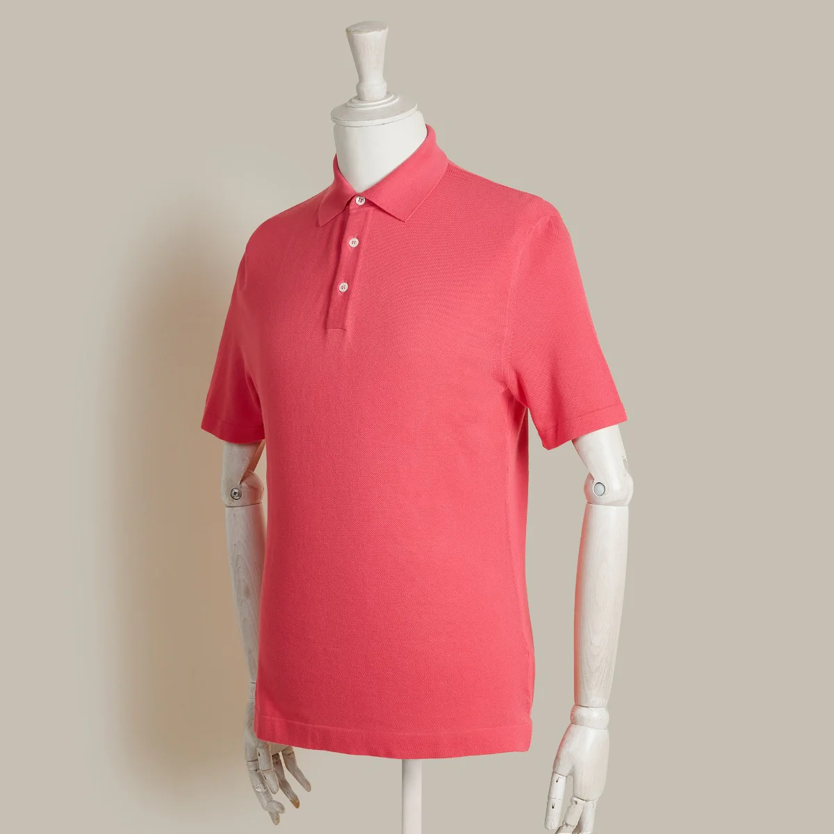 Short Sleeve Knitted Polo Shirt In Fuchsia - Image 3