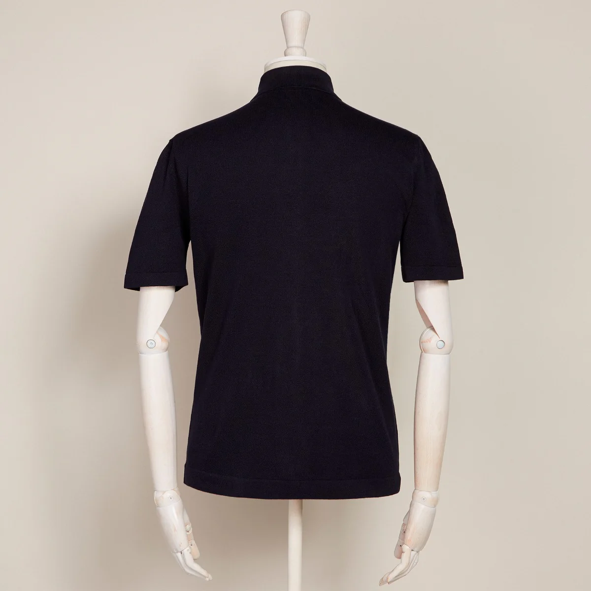 Short Sleeve Knitted Polo Shirt In Navy - Image 2