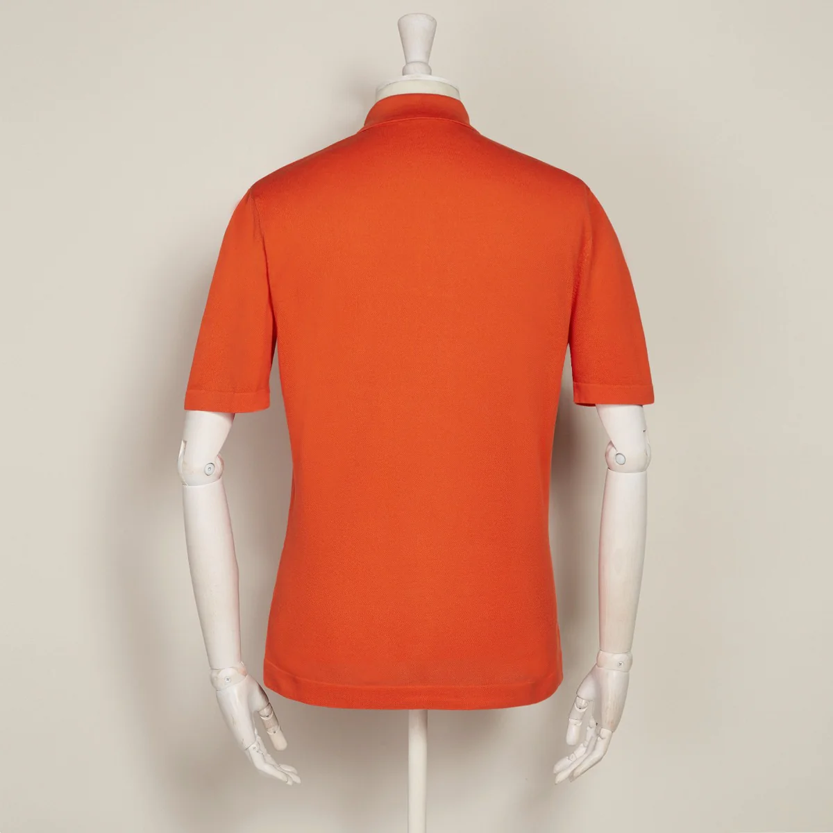 Short Sleeve Knitted Polo Shirt In Orange - Image 2