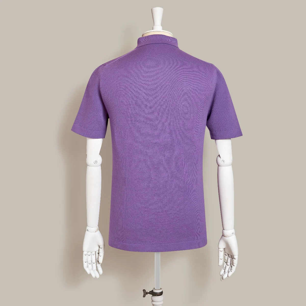 Short Sleeve Knitted Polo Shirt In Purple - Image 2