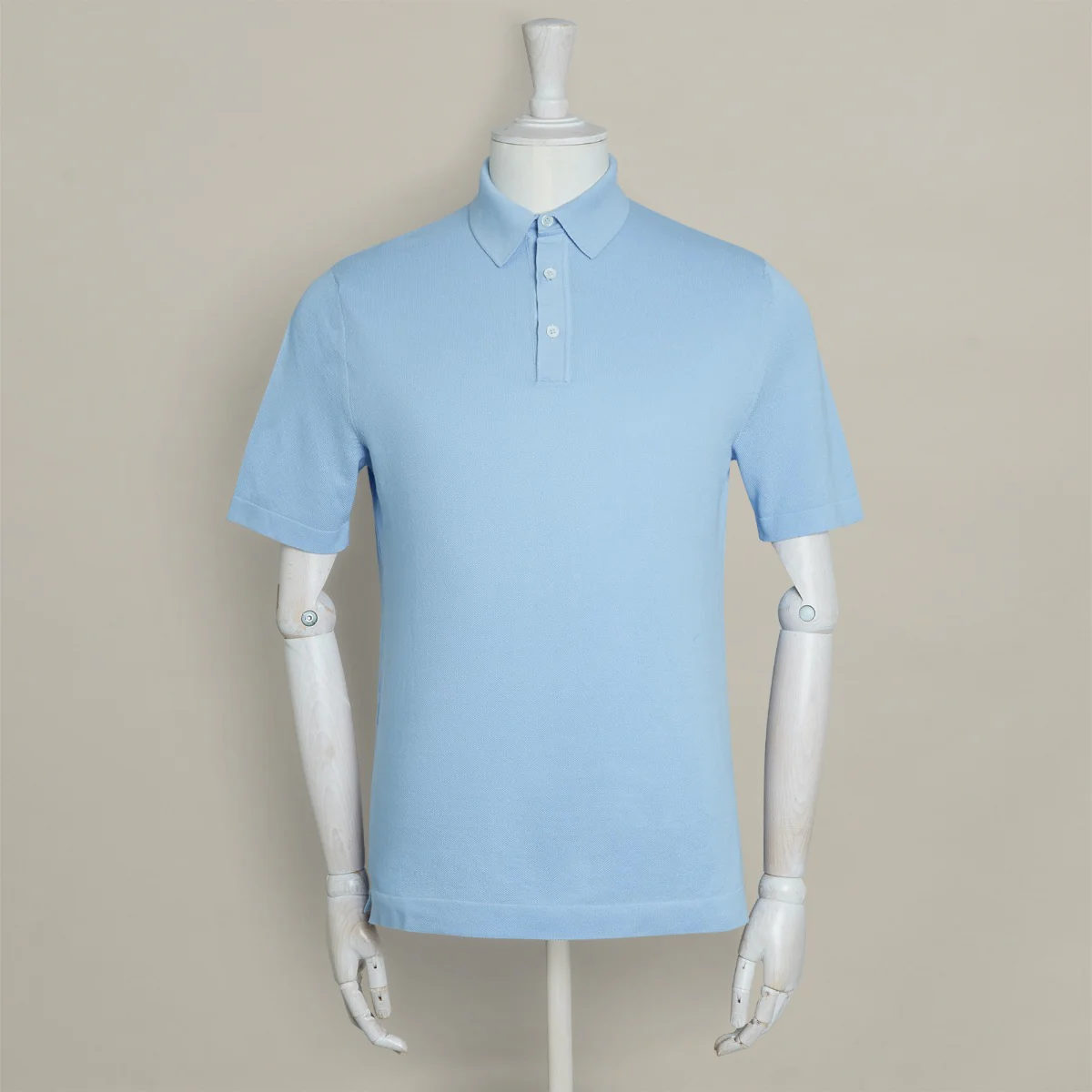 Short Sleeve Knitted Polo Shirt In Sky