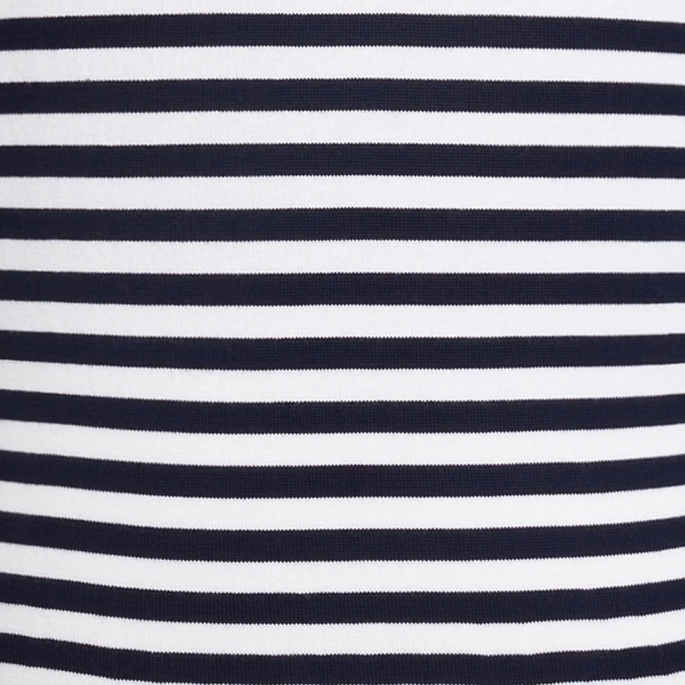 Short Sleeve Knitted Striped T-Shirt In Navy - Image 4