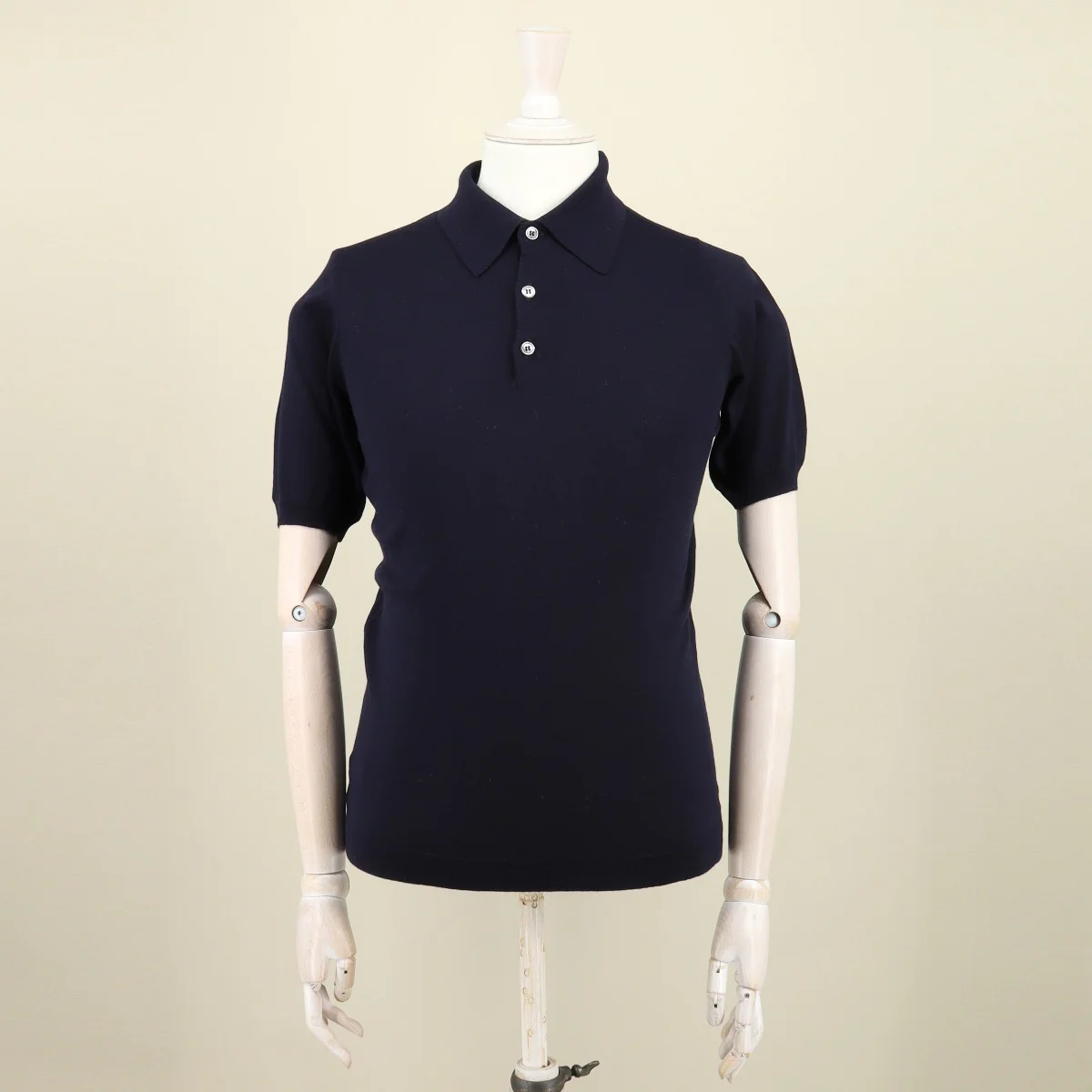 Short Sleeve Lightweight Merino Polo Shirt In Navy