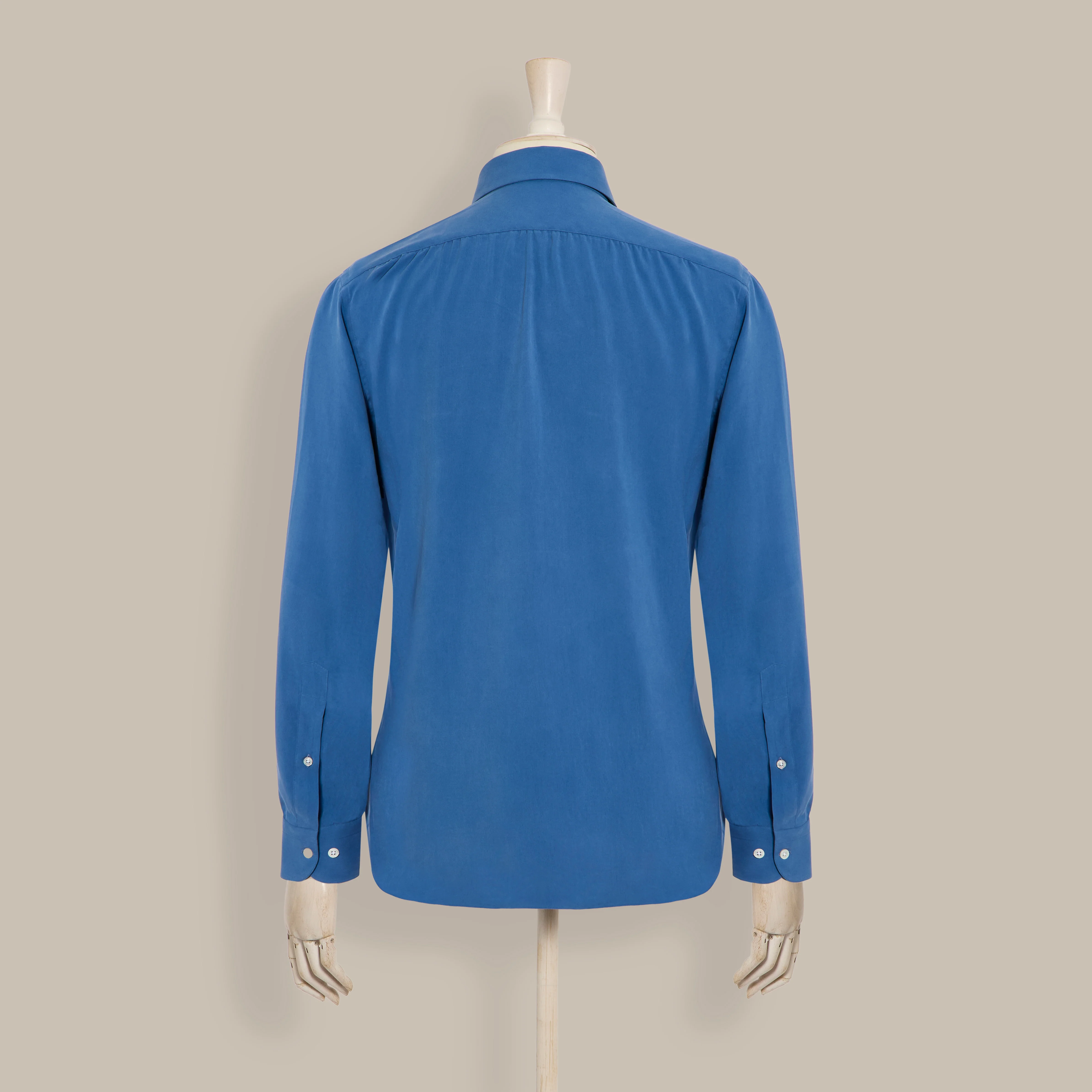 Silk Collared Shirt With Fly Front in Blue - Image 2