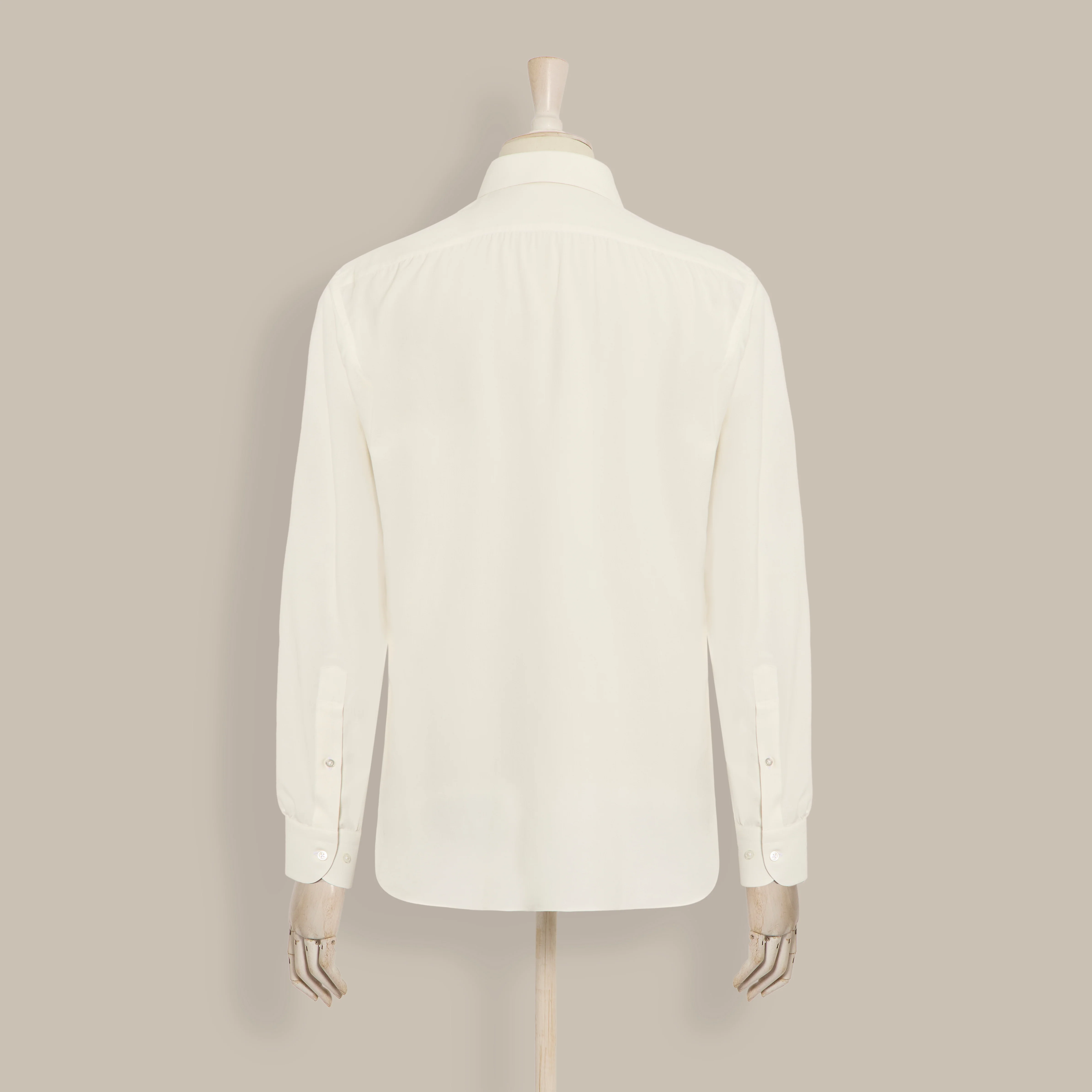 Silk Collared Shirt With Fly Front in Light Cream - Image 2