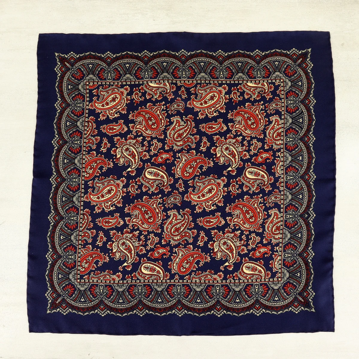 Silk Paisley Neckerchief In Navy - Image 2