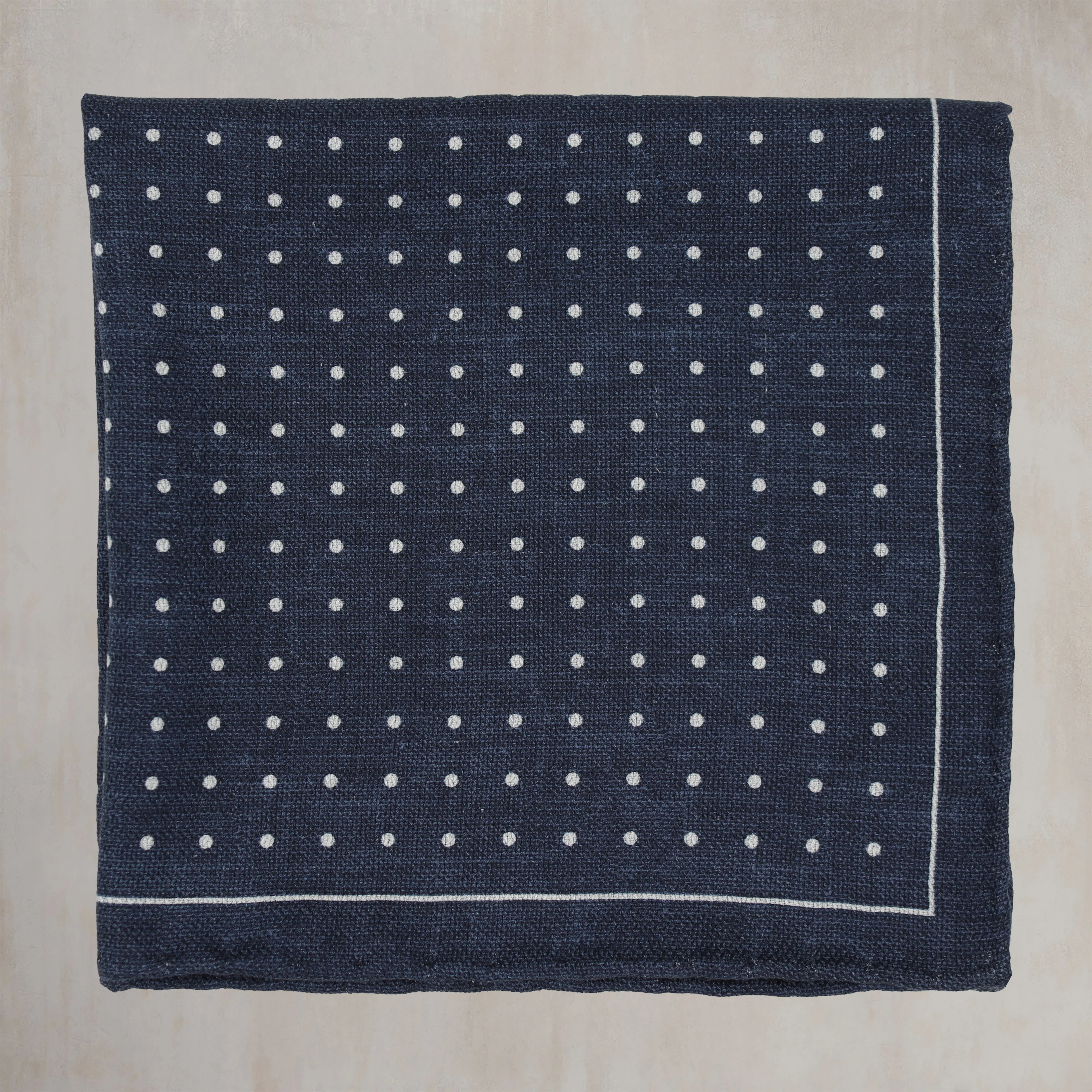 Silk Spotted with Edge Pocket Square in Navy - Image 2