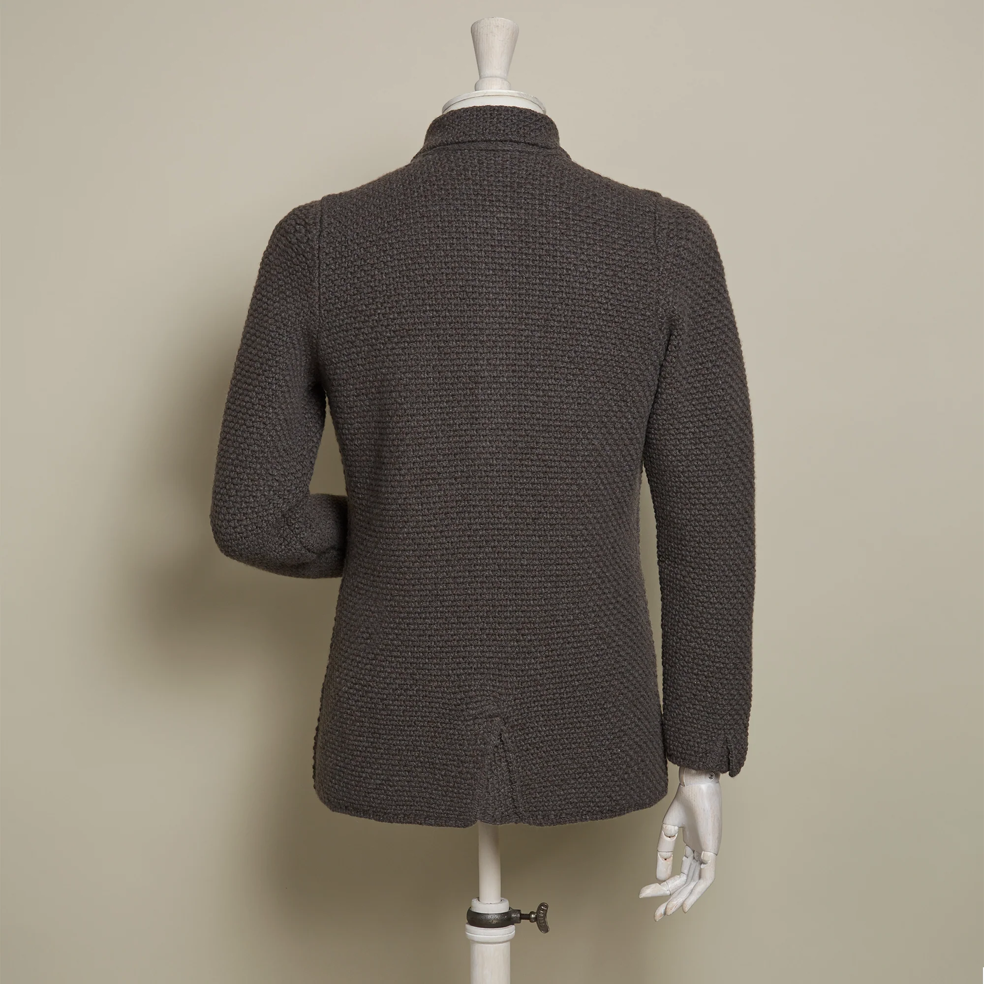 Single Breasted Cashmere and Merino Knitted Jacket In Chocolate - Image 3