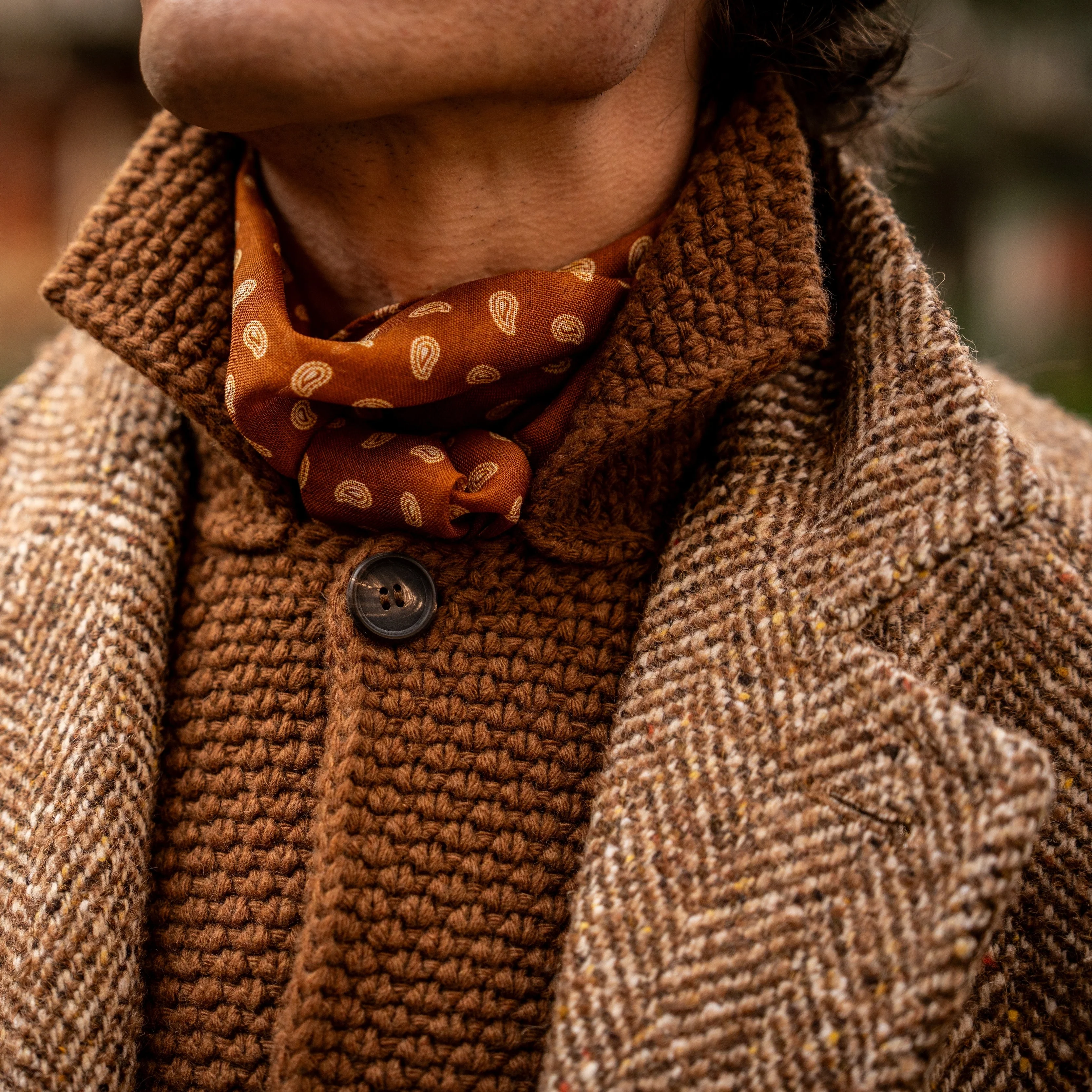 Single Breasted Cashmere and Merino Knitted Jacket In Tobacco - Image 2