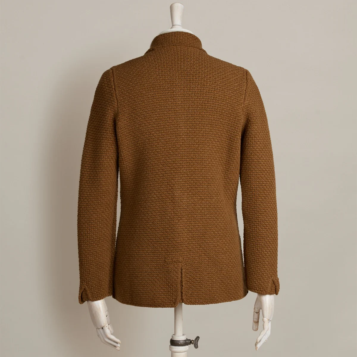 Single Breasted Cashmere and Merino Knitted Jacket In Tobacco - Image 3