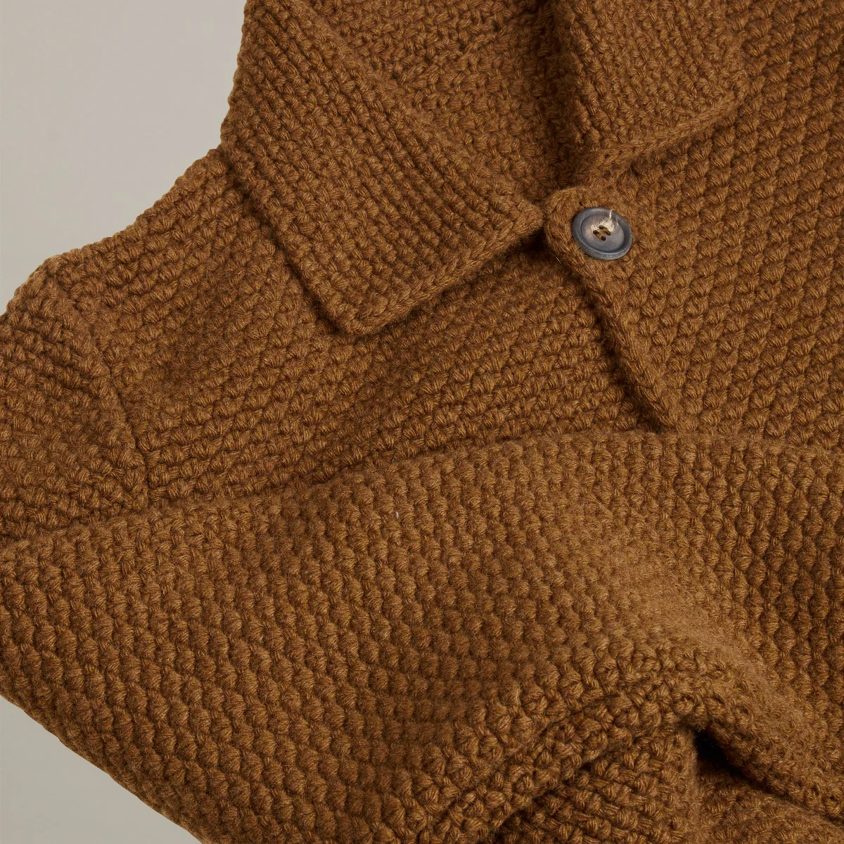 Single Breasted Cashmere and Merino Knitted Jacket In Tobacco - Image 5