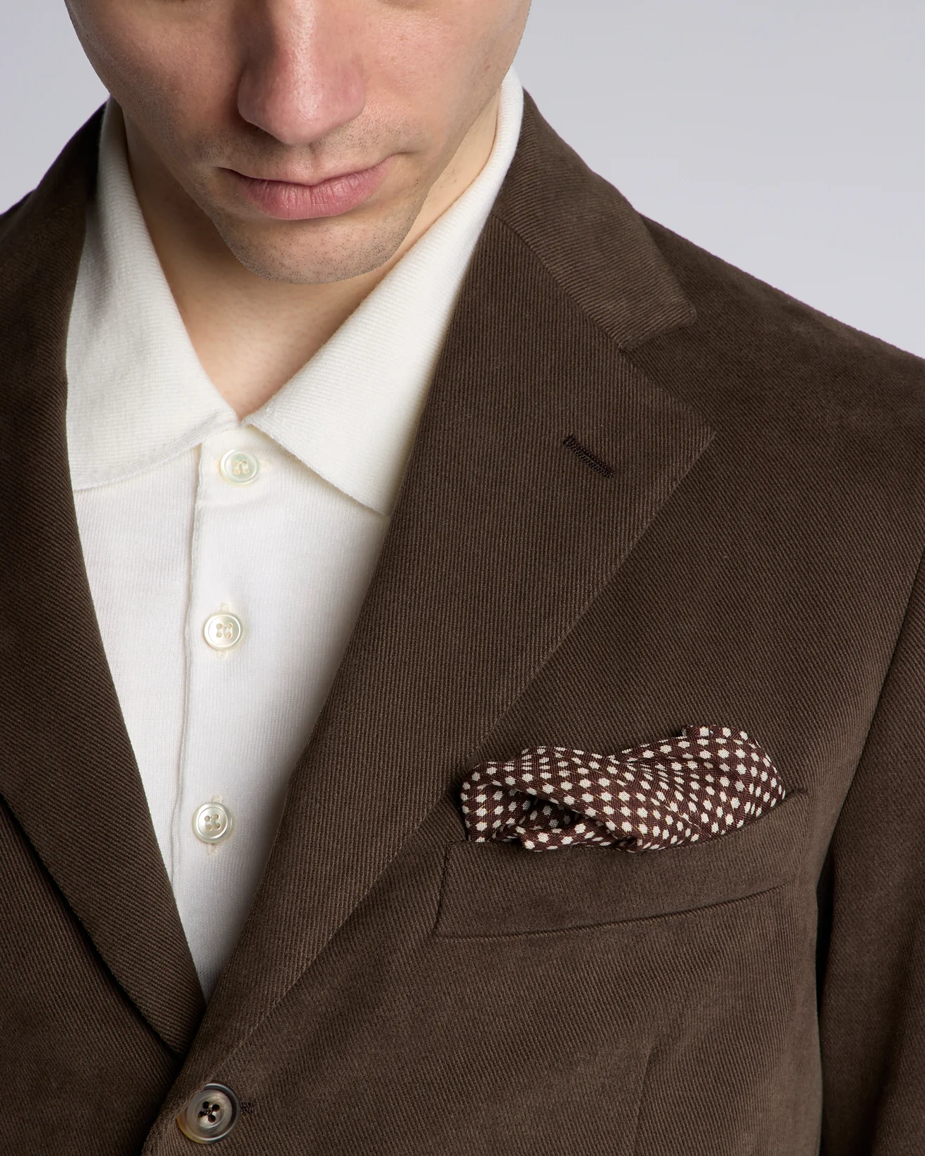 Single Breasted Cotton Drill Unstructured Jacket in Chocolate - Image 2