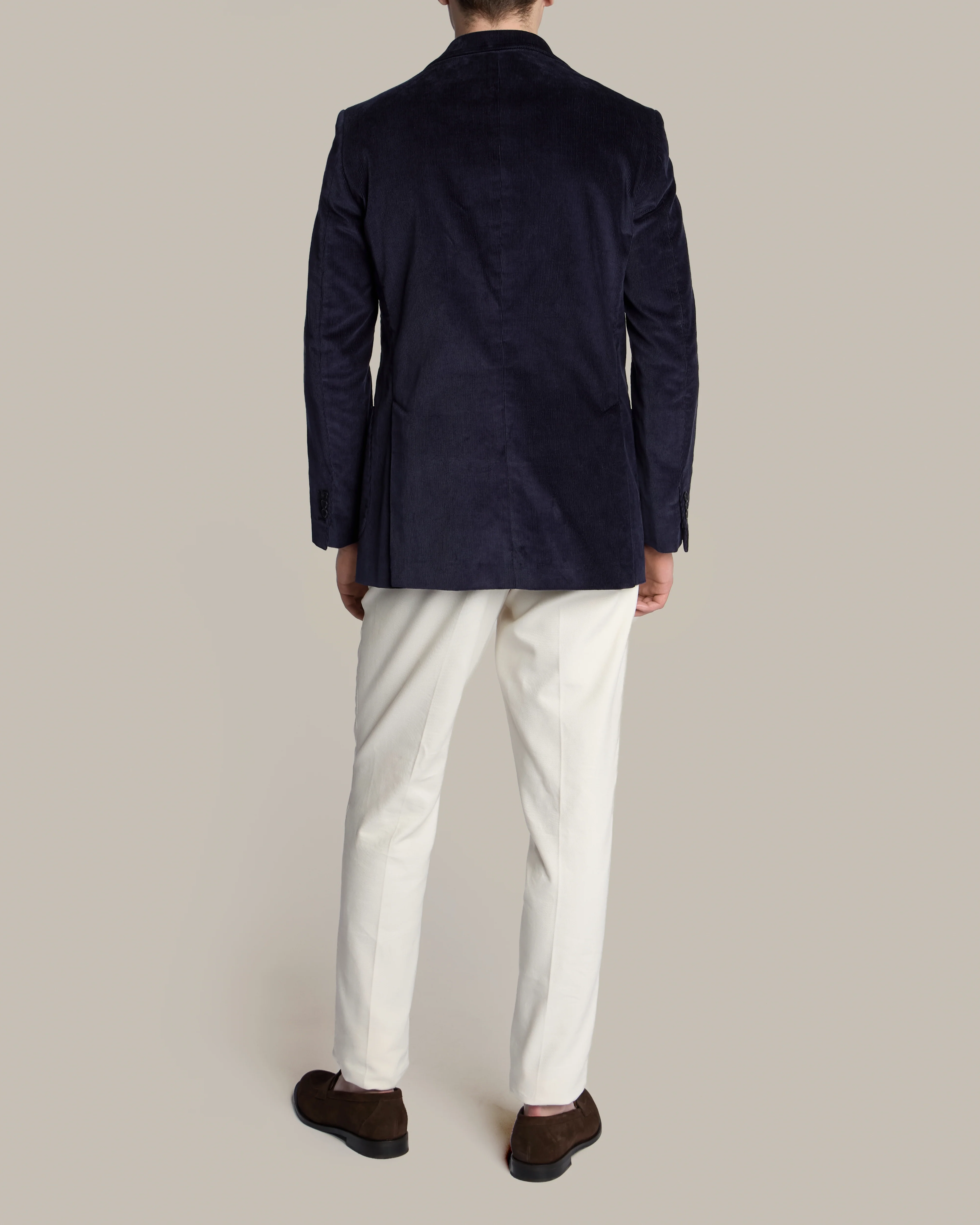 Single Breasted Corduroy Unstructured Jacket in Dark Navy - Image 4