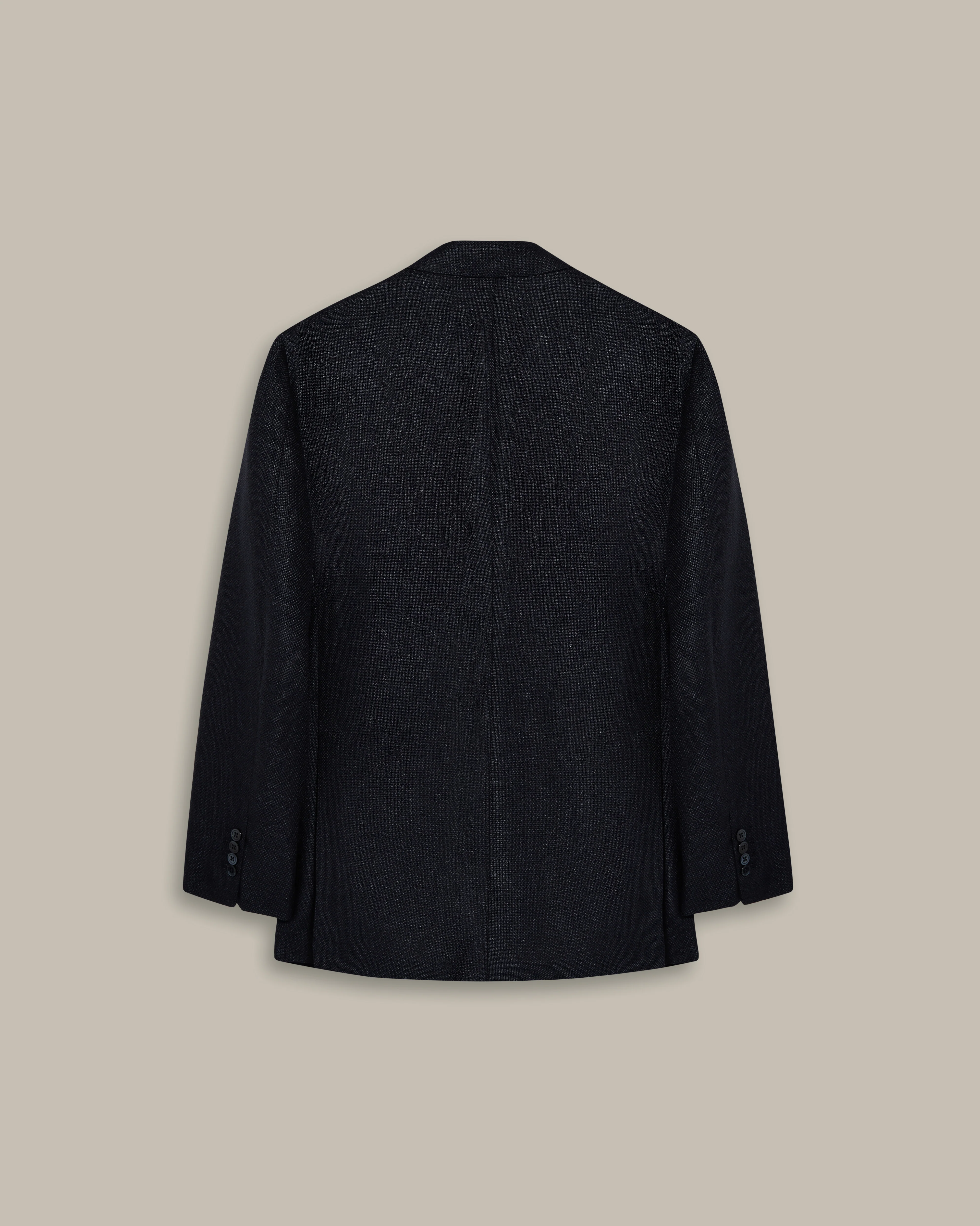 Single Breasted Unstructured Wool and Silk Jacket in Navy - Image 2