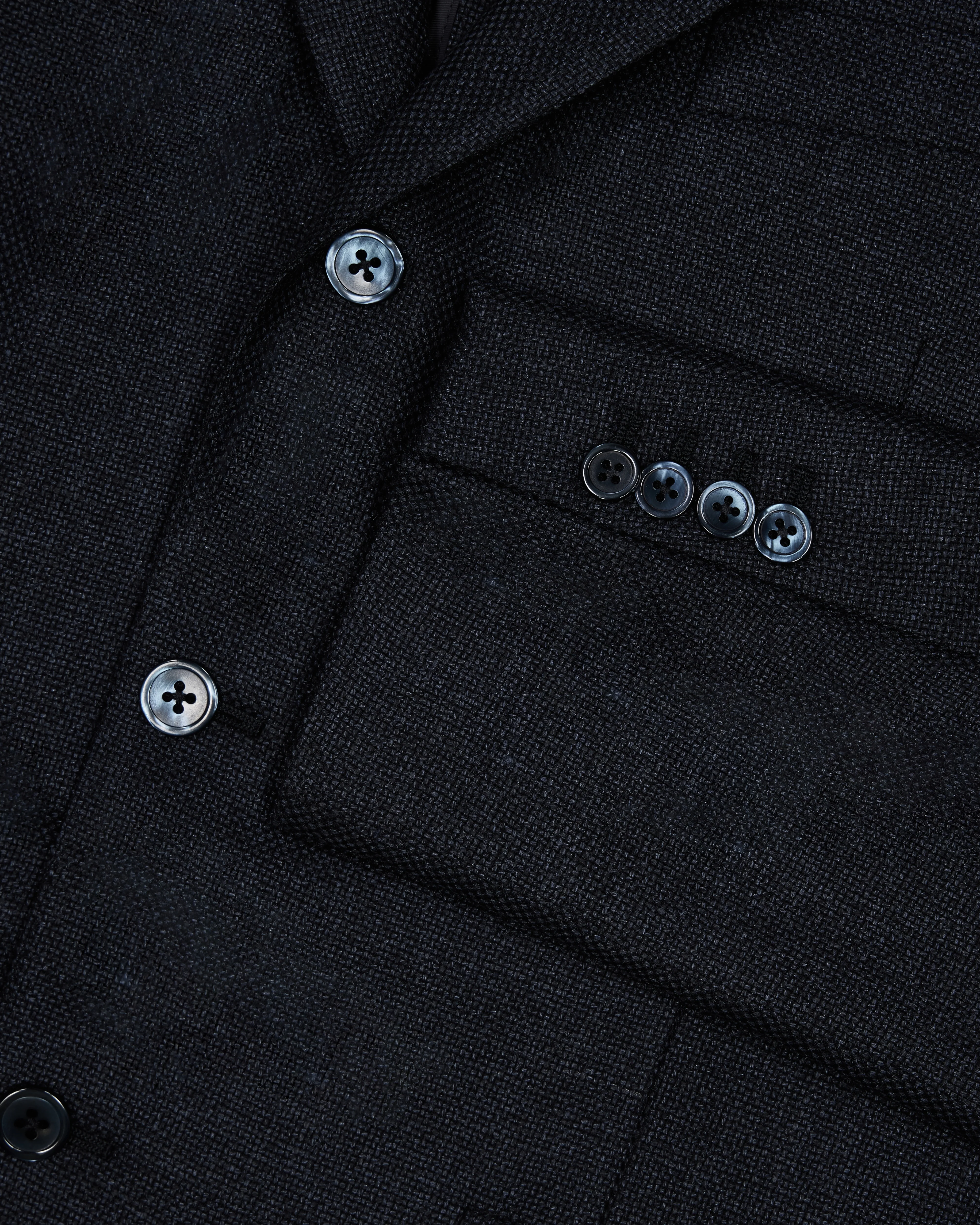Single Breasted Unstructured Wool and Silk Jacket in Navy - Image 3