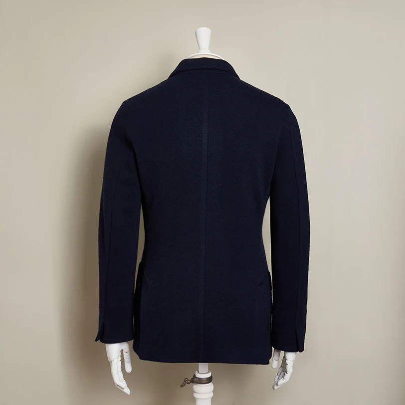 Single Breasted Cashmere Blend Unstructured Knitted Blazer In Navy - Image 3