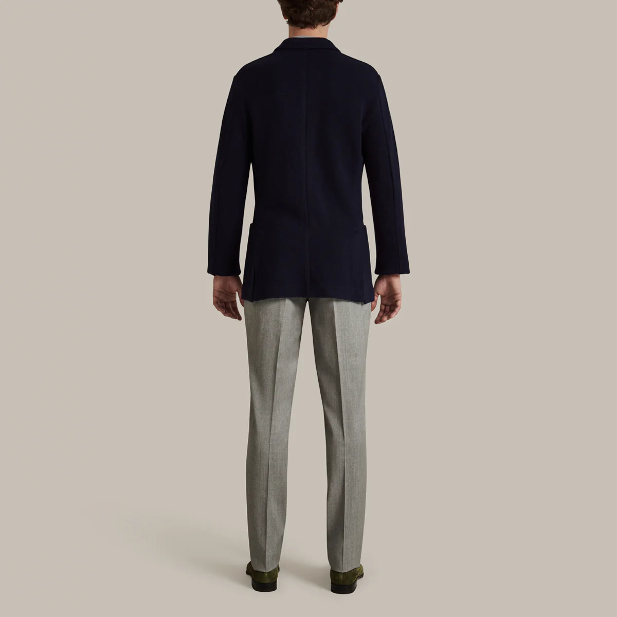 Single Breasted Cashmere Blend Unstructured Knitted Blazer In Navy - Image 5