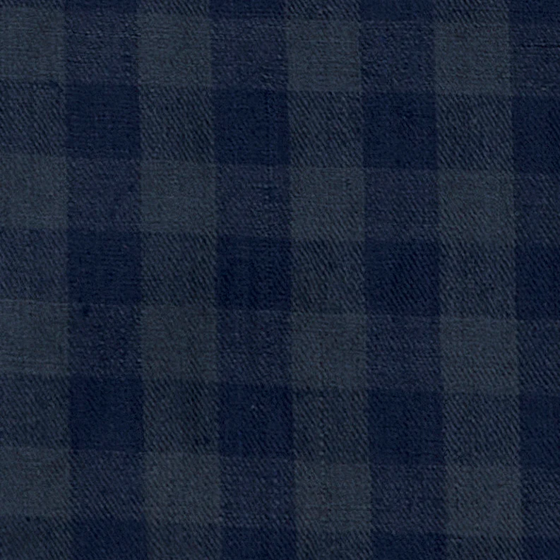 Small Check Cashmere Scarf In Navy And Grey with Red Trim - Image 2