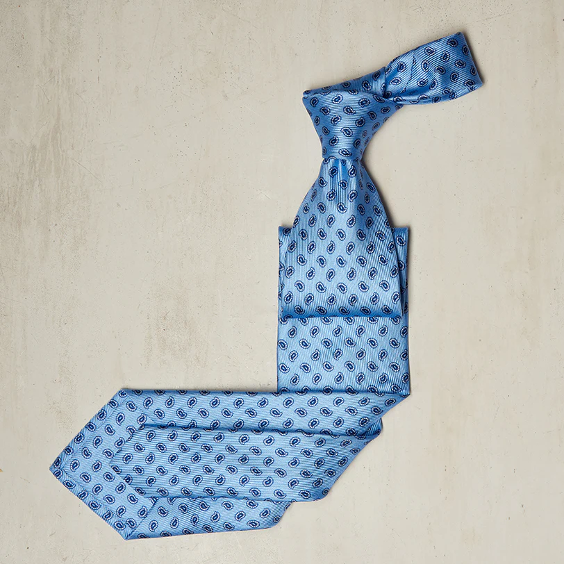 Small Paisley Printed Tie in Sky - Image 2