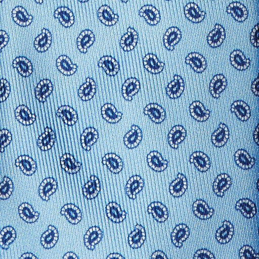 Small Paisley Printed Tie in Sky - Image 3