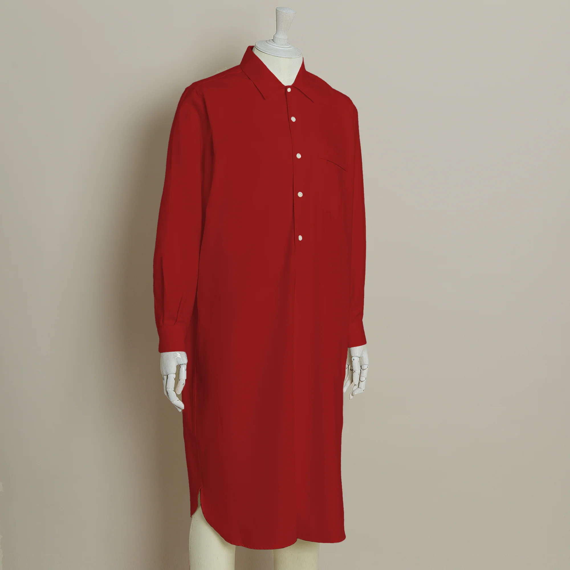 Soft Brushed Cotton Night Shirt In Red - Image 2