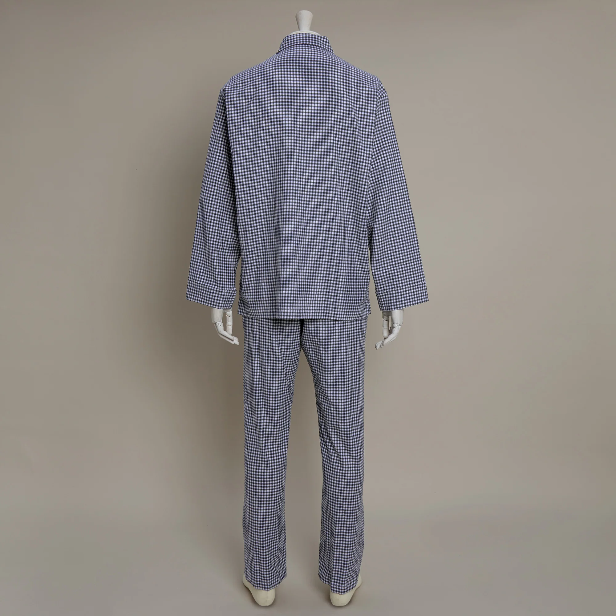 Soft Brushed Cotton Pyjama In Check Print in Navy - Image 3