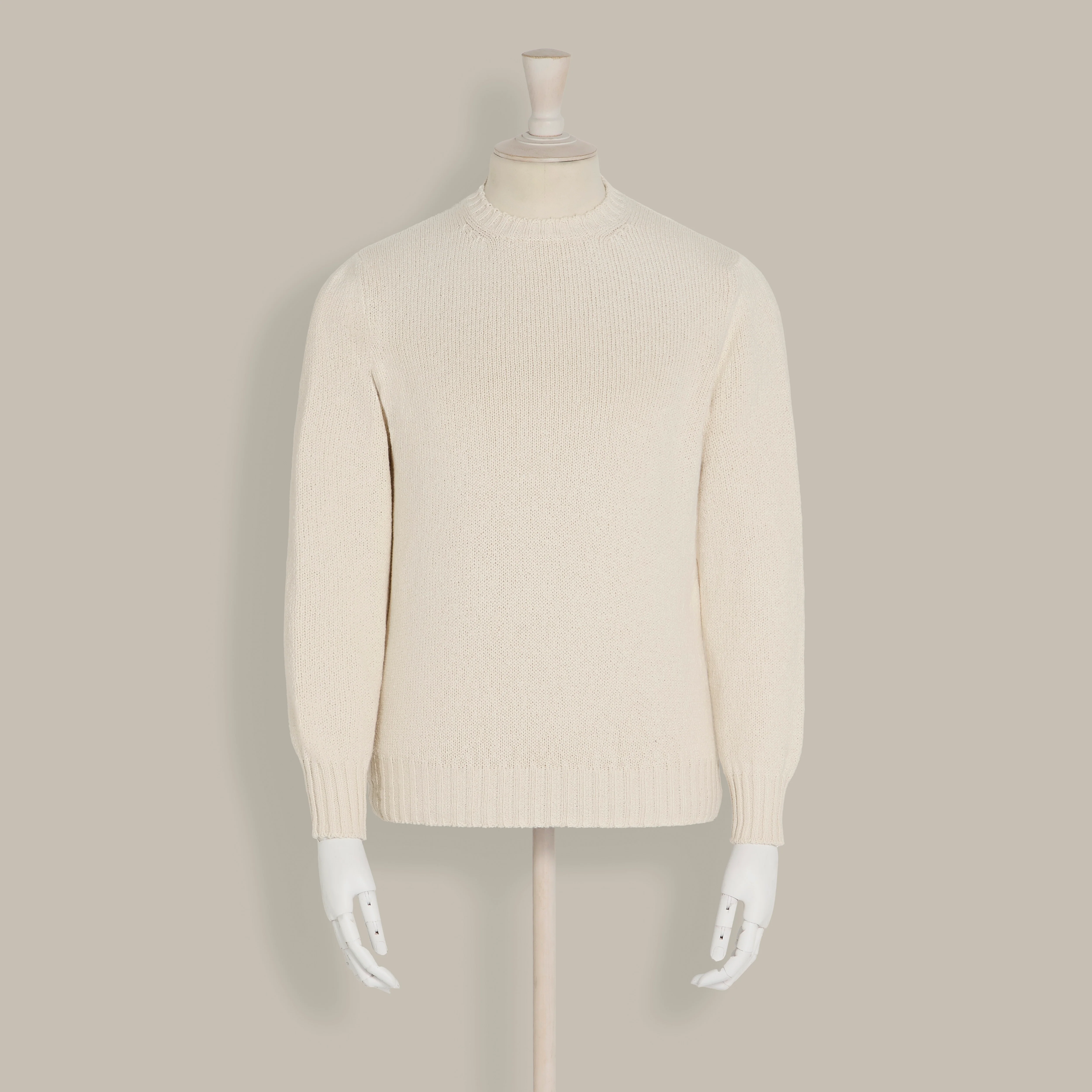 Soft Cotton Crew Neck Sweater in Cream