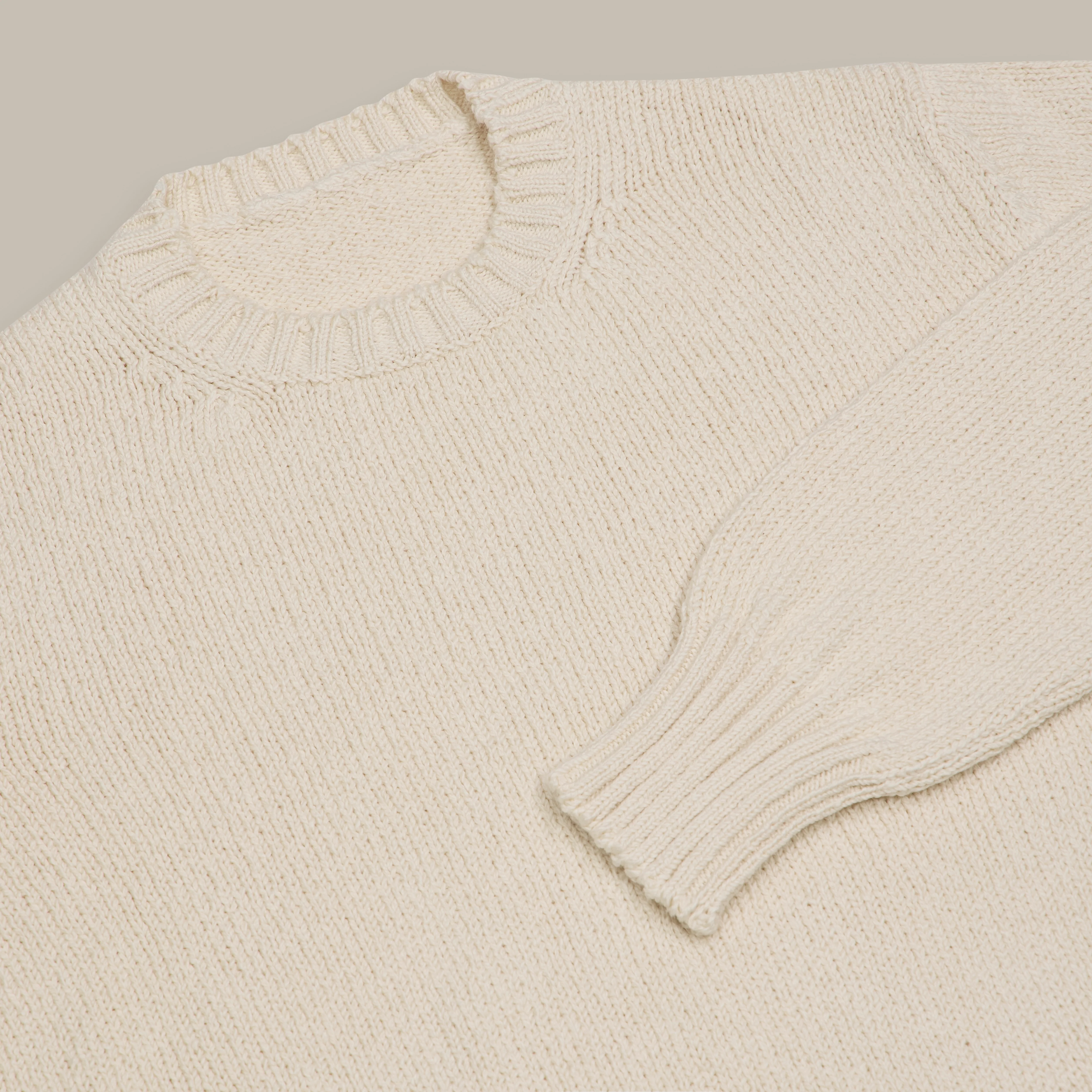 Soft Cotton Crew Neck Sweater in Cream - Image 2