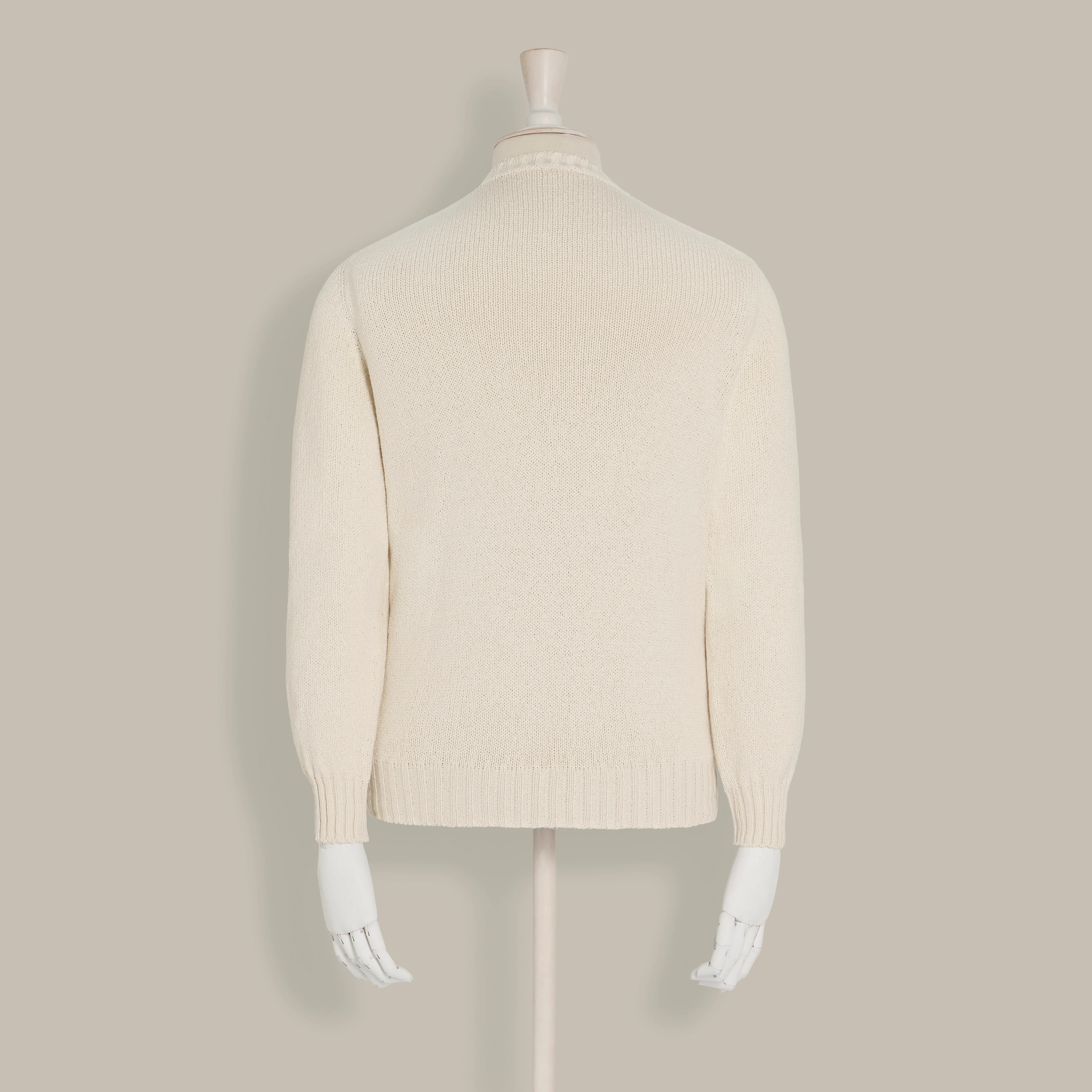 Soft Cotton Crew Neck Sweater in Cream - Image 3