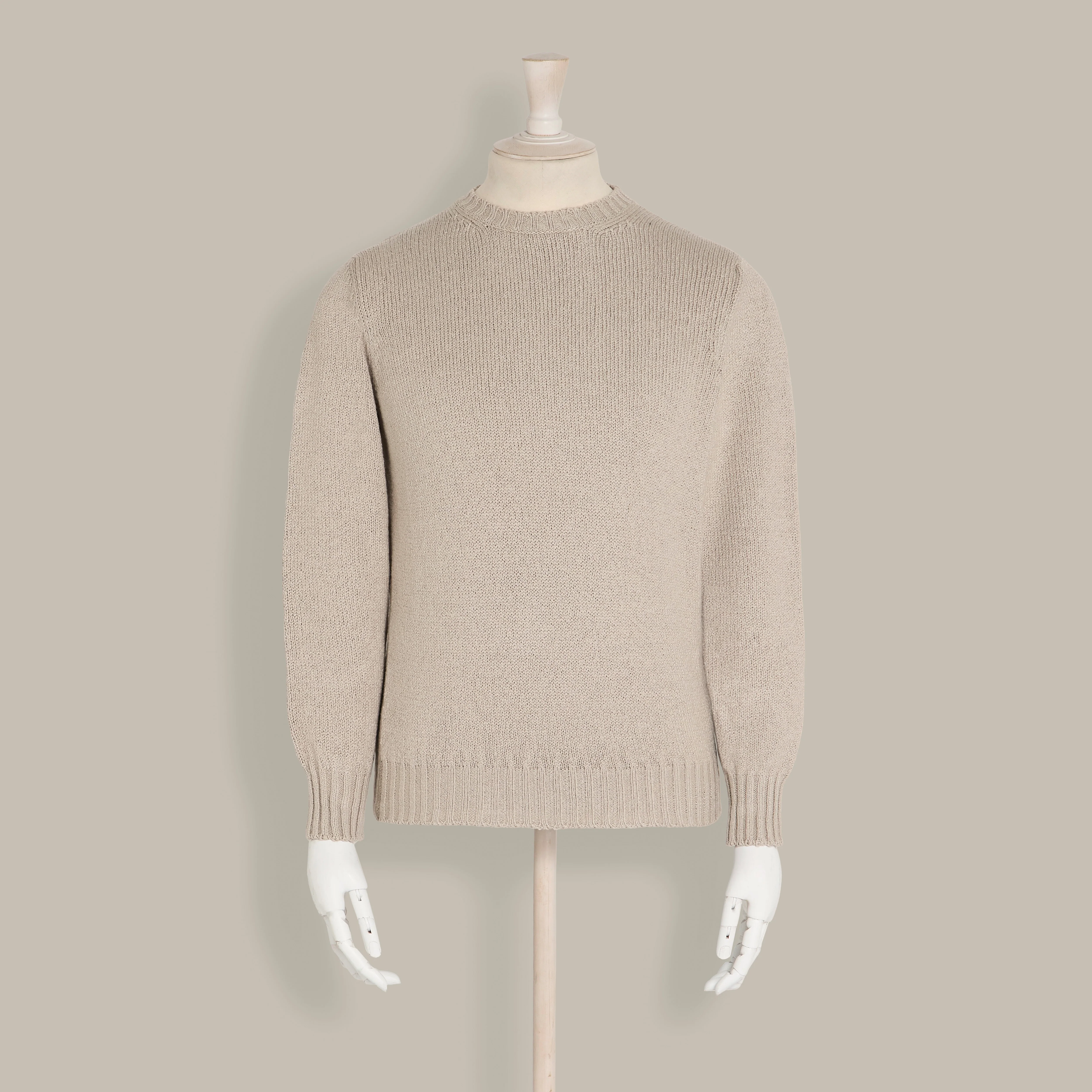 Soft Cotton Crew Neck Sweater in Natural