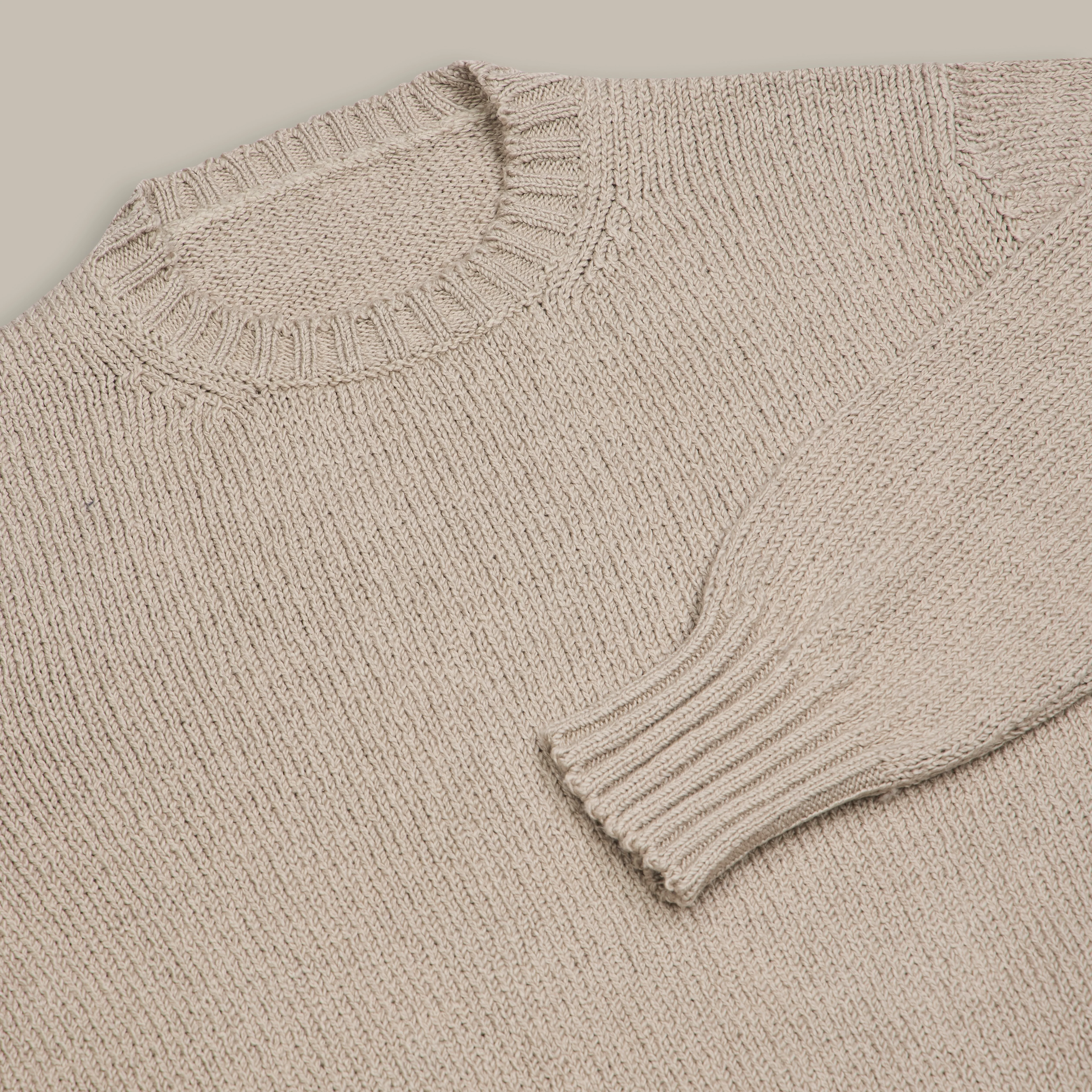 Soft Cotton Crew Neck Sweater in Natural - Image 2