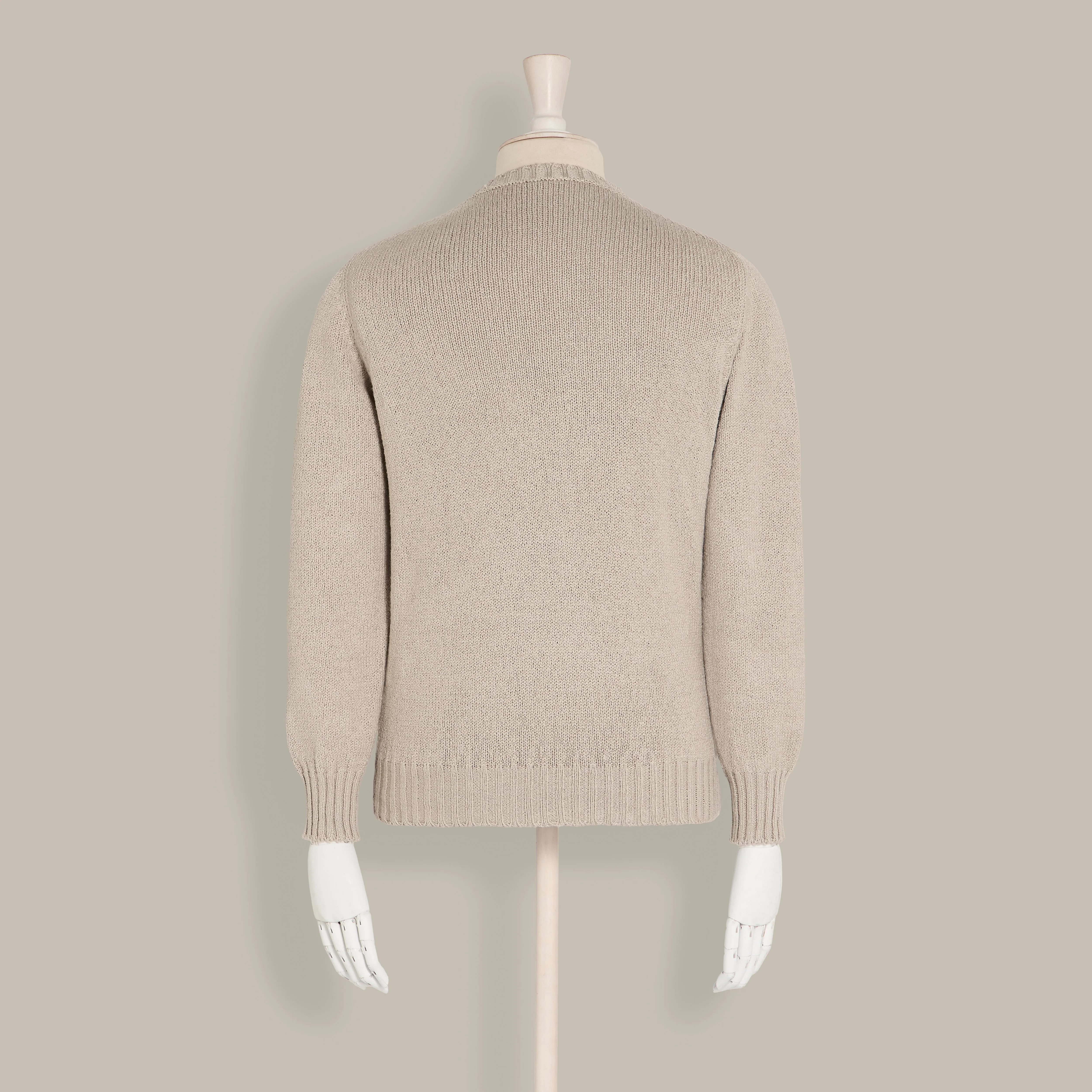 Soft Cotton Crew Neck Sweater in Natural - Image 3