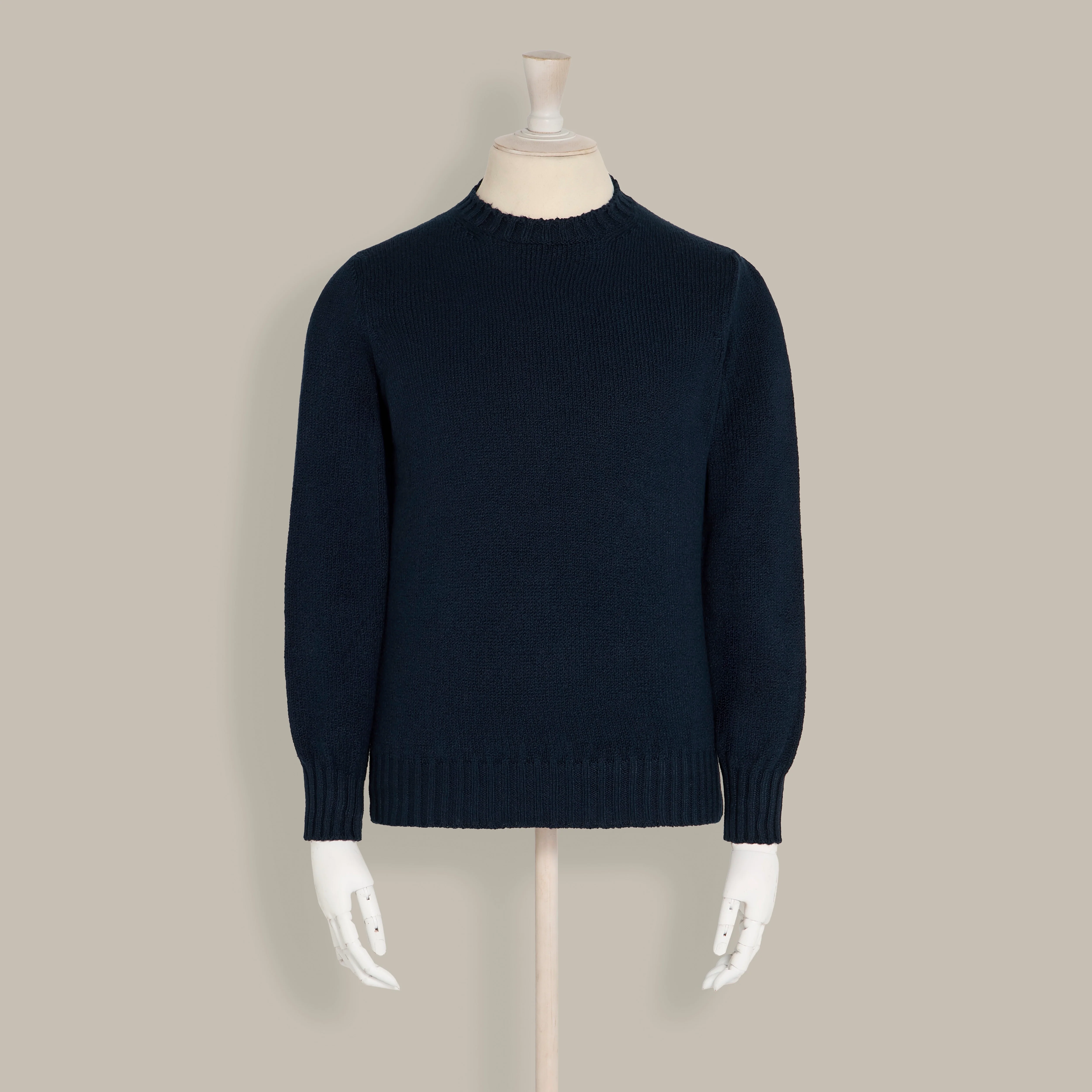 Soft Cotton Crew Neck Sweater in Navy