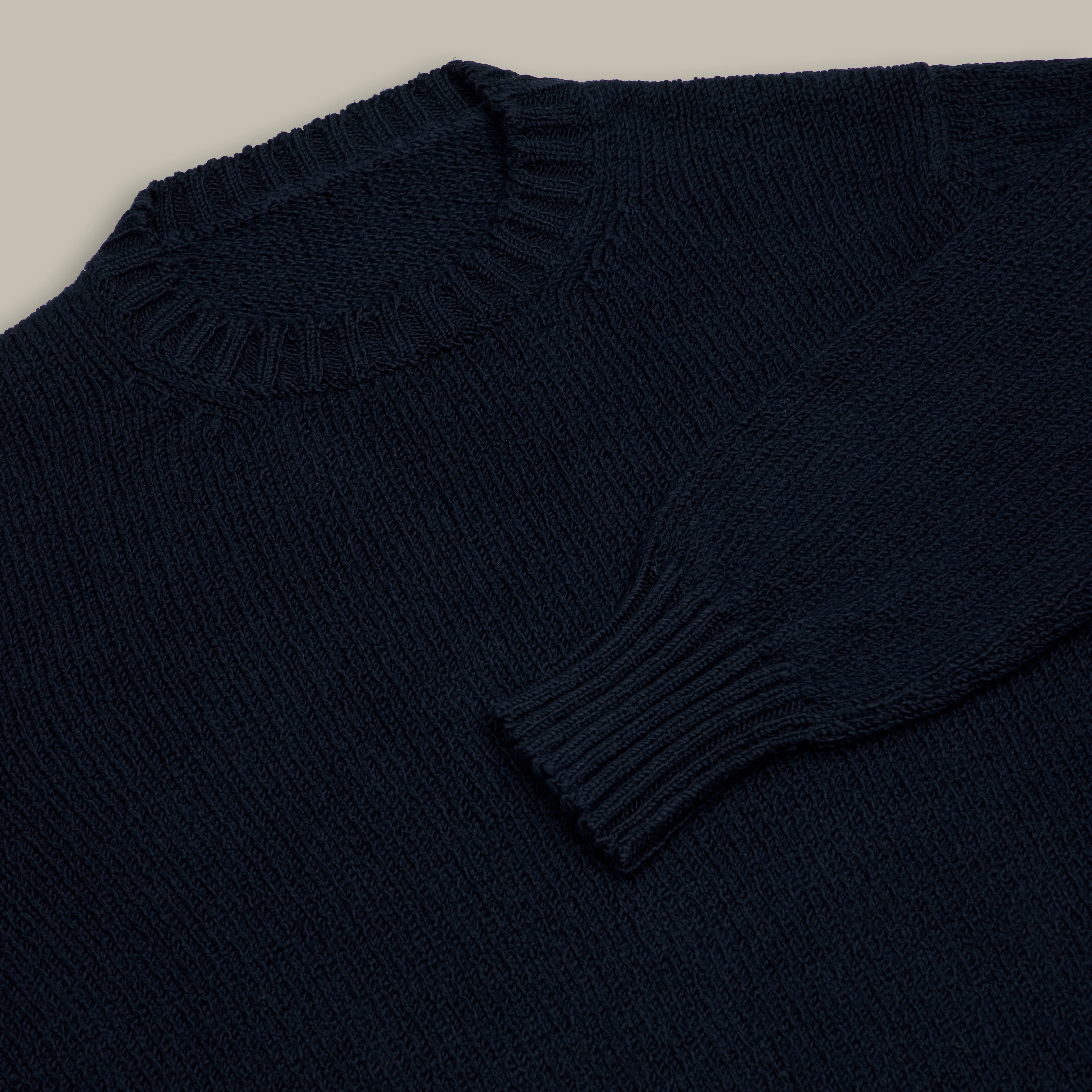 Soft Cotton Crew Neck Sweater in Navy - Image 2