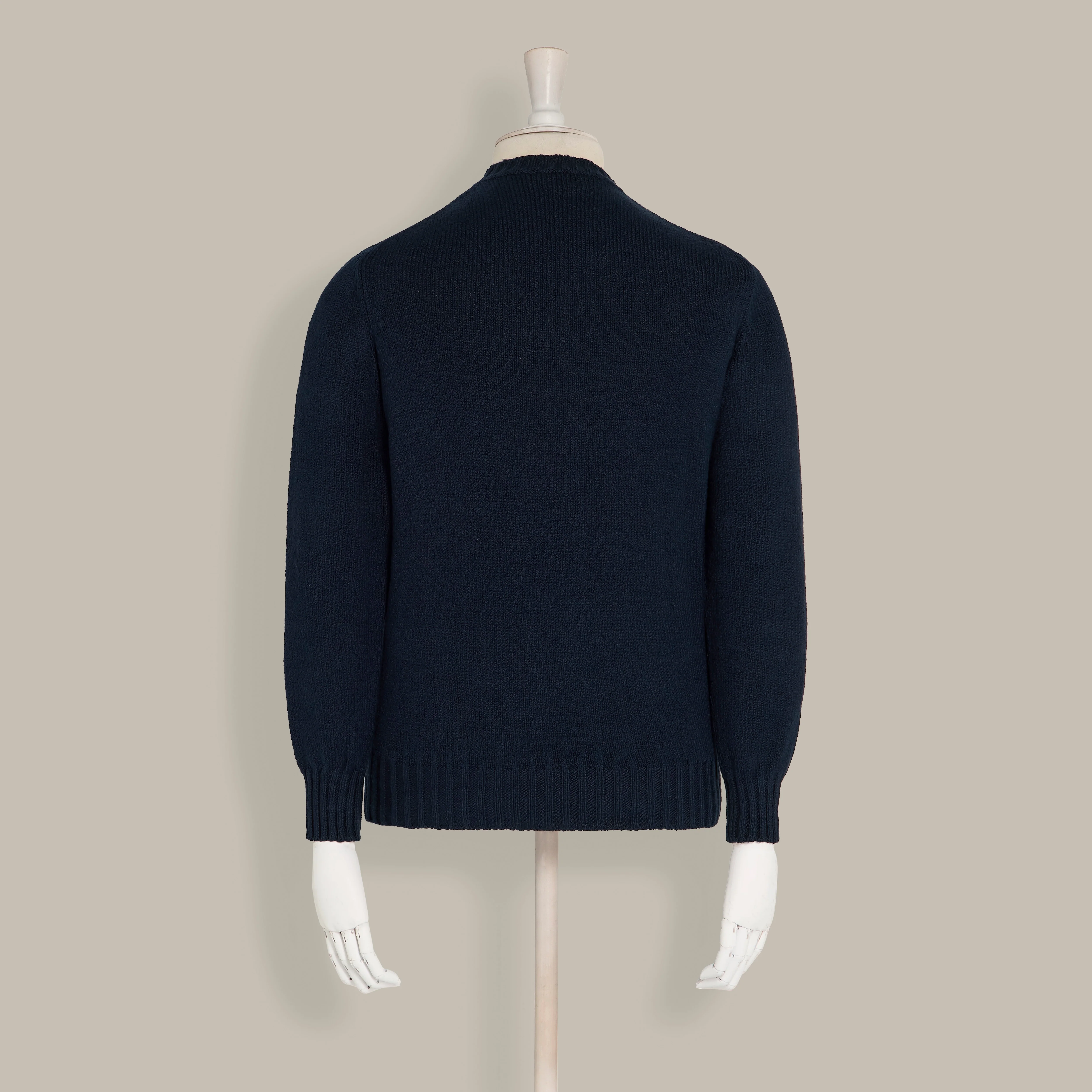 Soft Cotton Crew Neck Sweater in Navy - Image 3