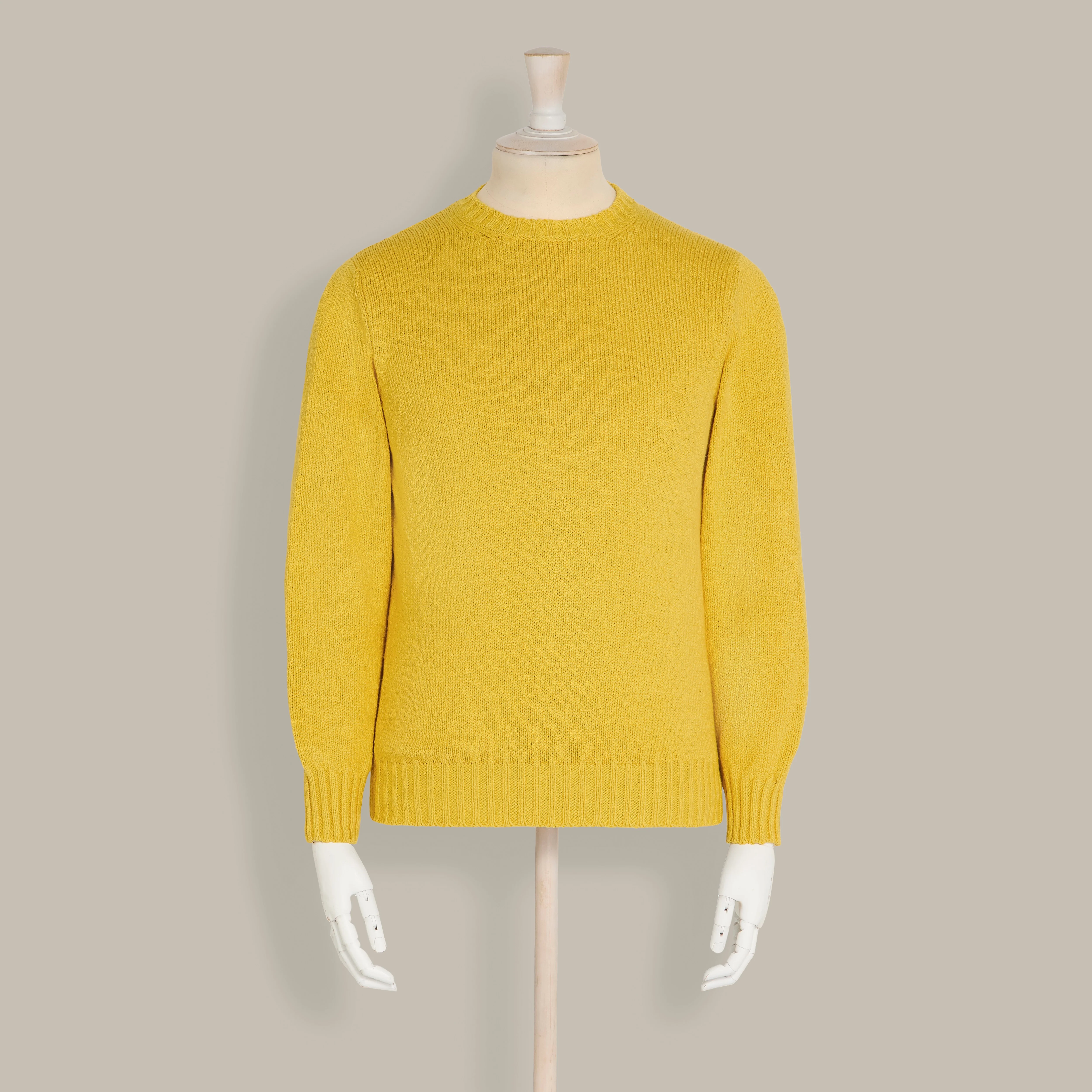 Soft Cotton Crew Neck Sweater in Yellow