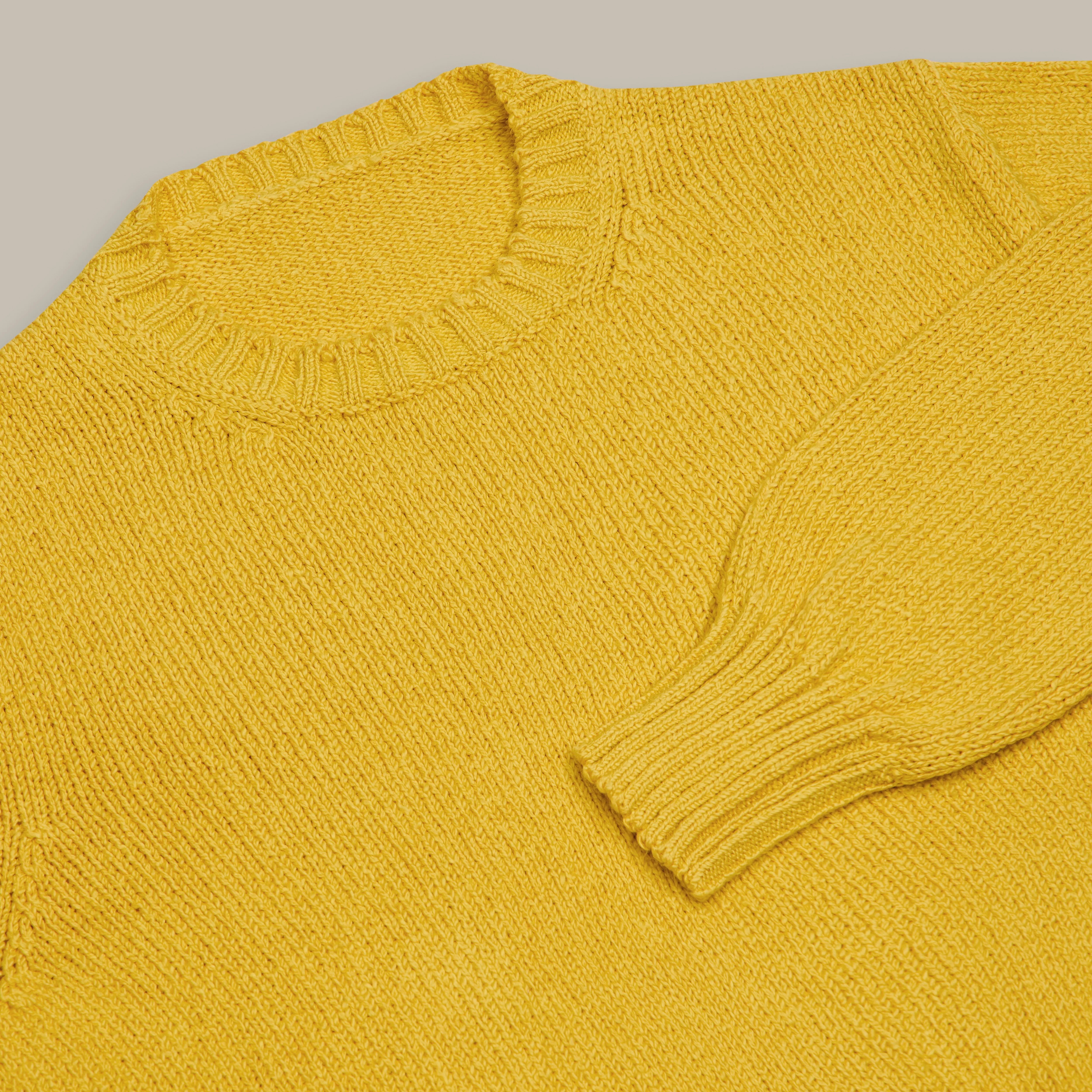Soft Cotton Crew Neck Sweater in Yellow - Image 2
