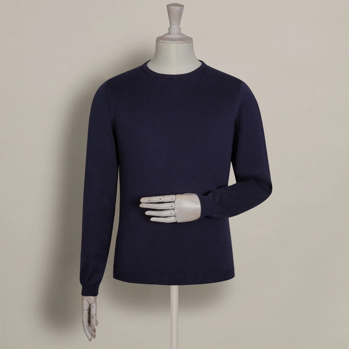 Soft Cotton Knitted Sweater In Navy