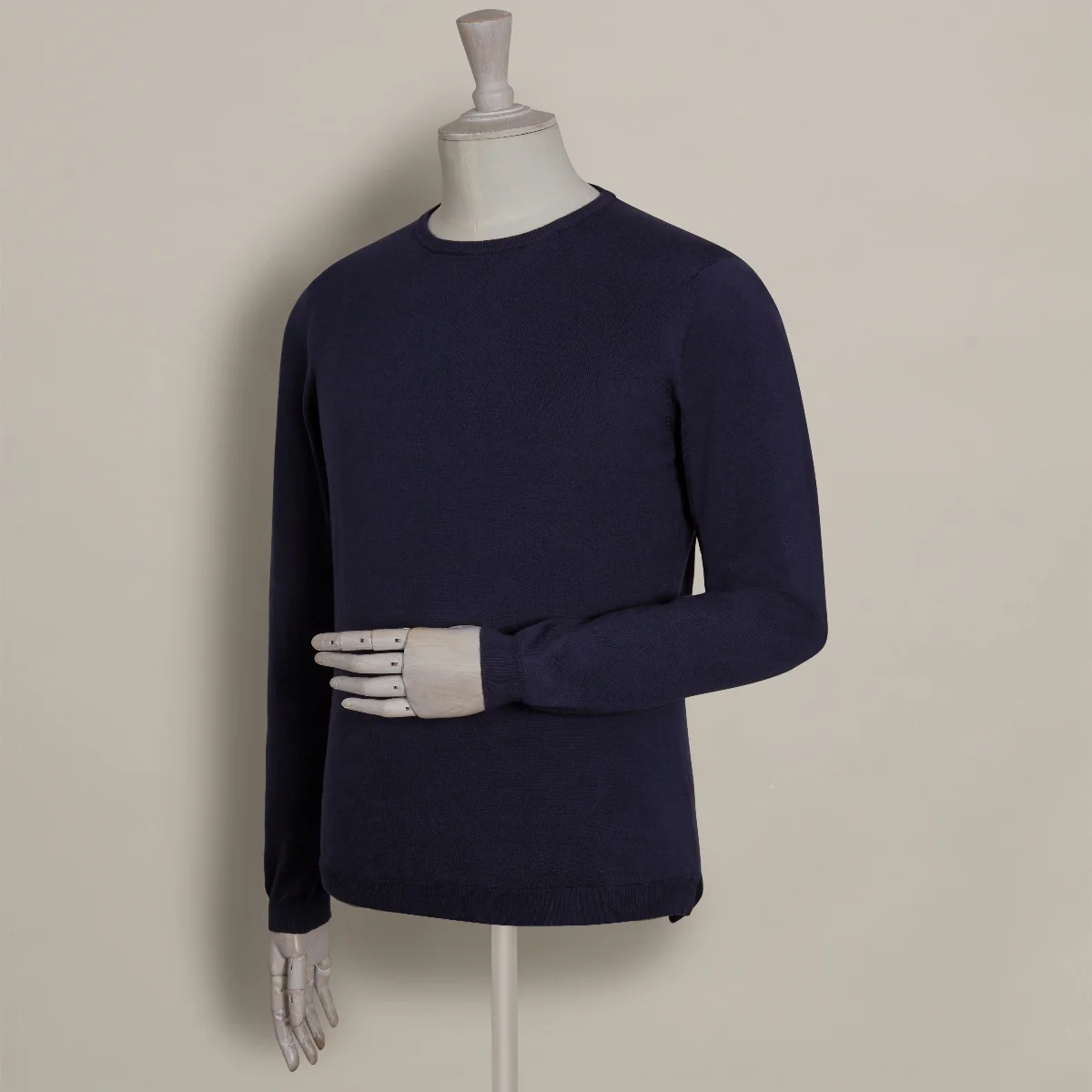Soft Cotton Knitted Sweater In Navy - Image 2