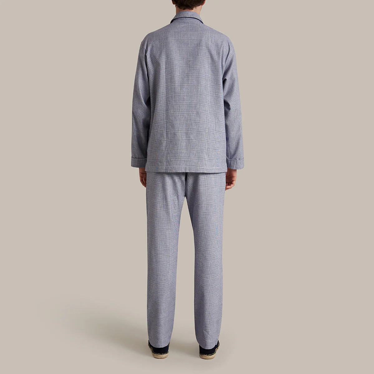 Soft Brushed Cotton Pyjama In Prince Of Wales Check Print In Navy - Image 3