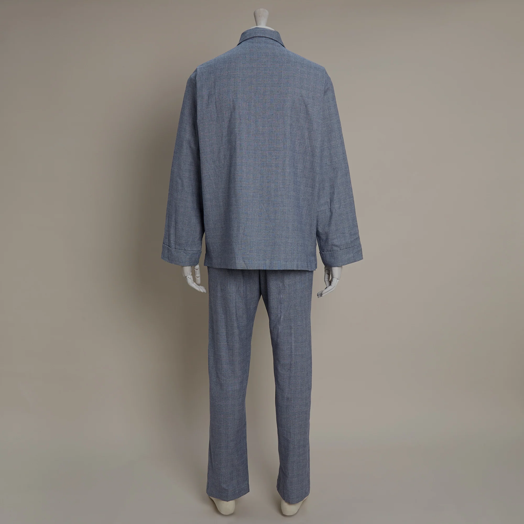 Soft Brushed Cotton Pyjama In Prince Of Wales Check Print In Navy - Image 4