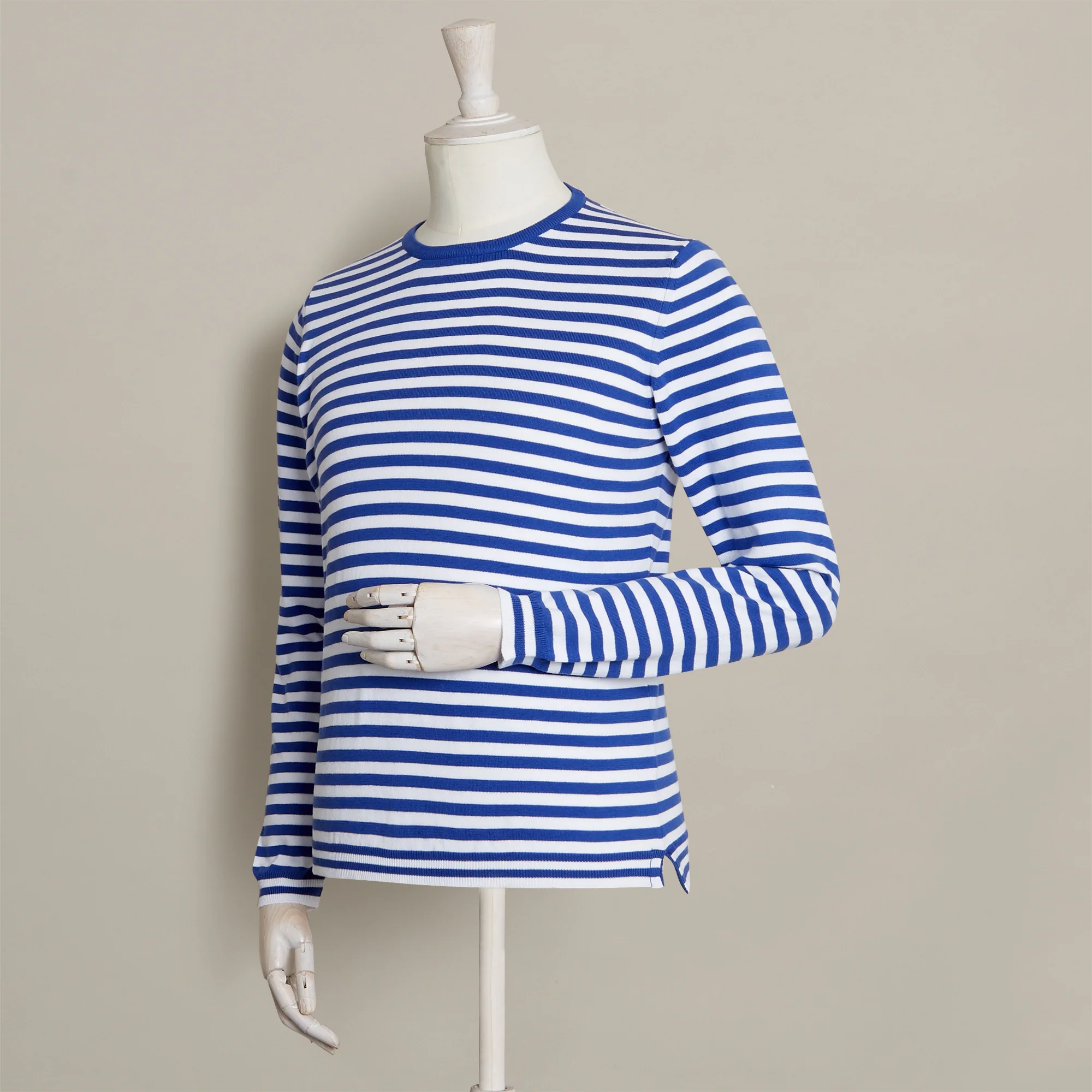 Soft Cotton Striped Sweater In Blue - Image 2