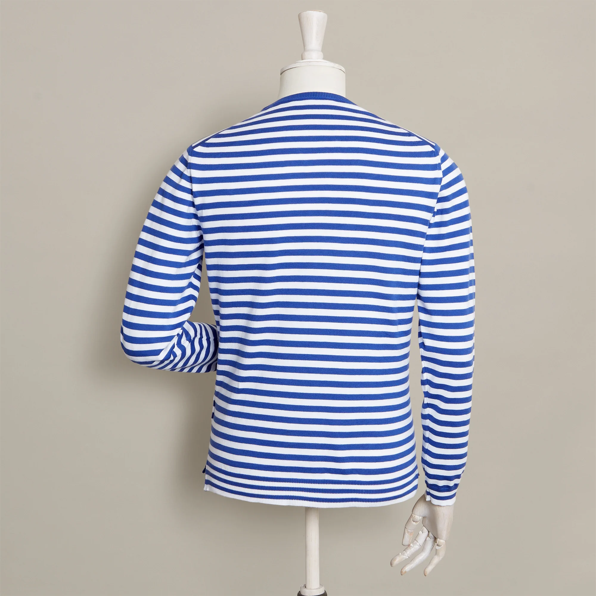 Soft Cotton Striped Sweater In Blue - Image 3