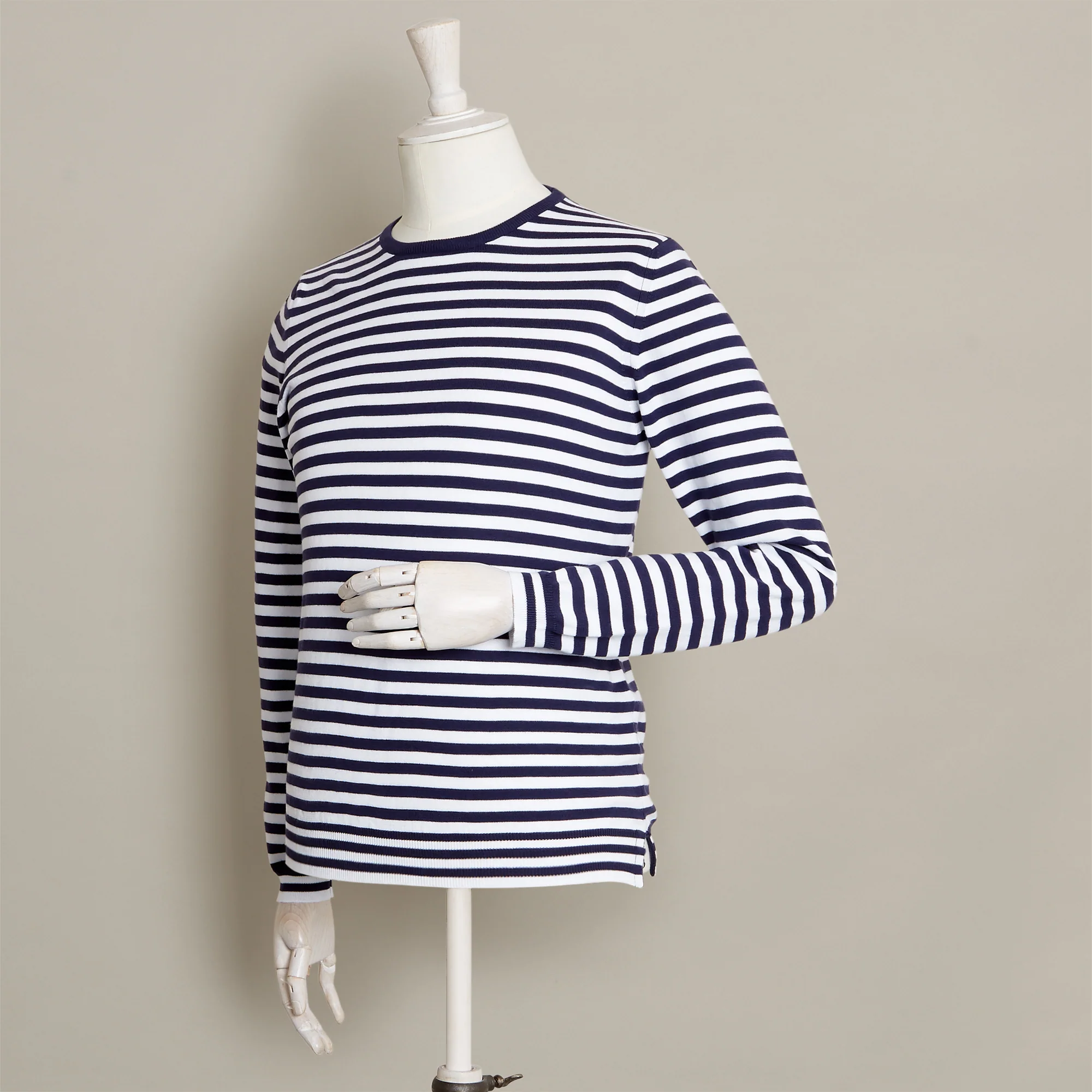 Soft Cotton Striped Sweater In Navy - Image 2