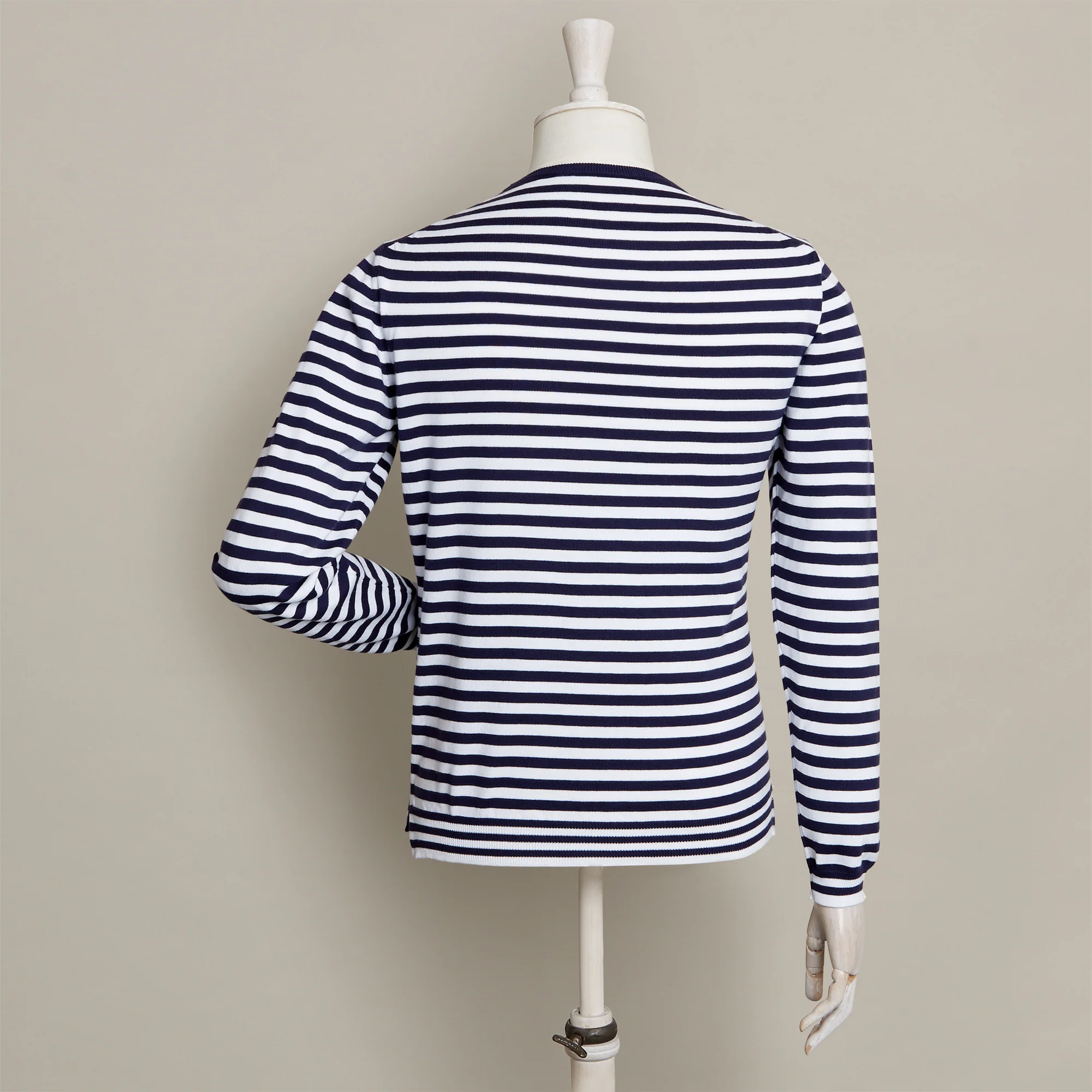 Soft Cotton Striped Sweater In Navy - Image 3
