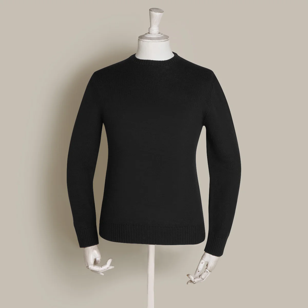 Soft Extrafine Merino Wool Sweater in Black